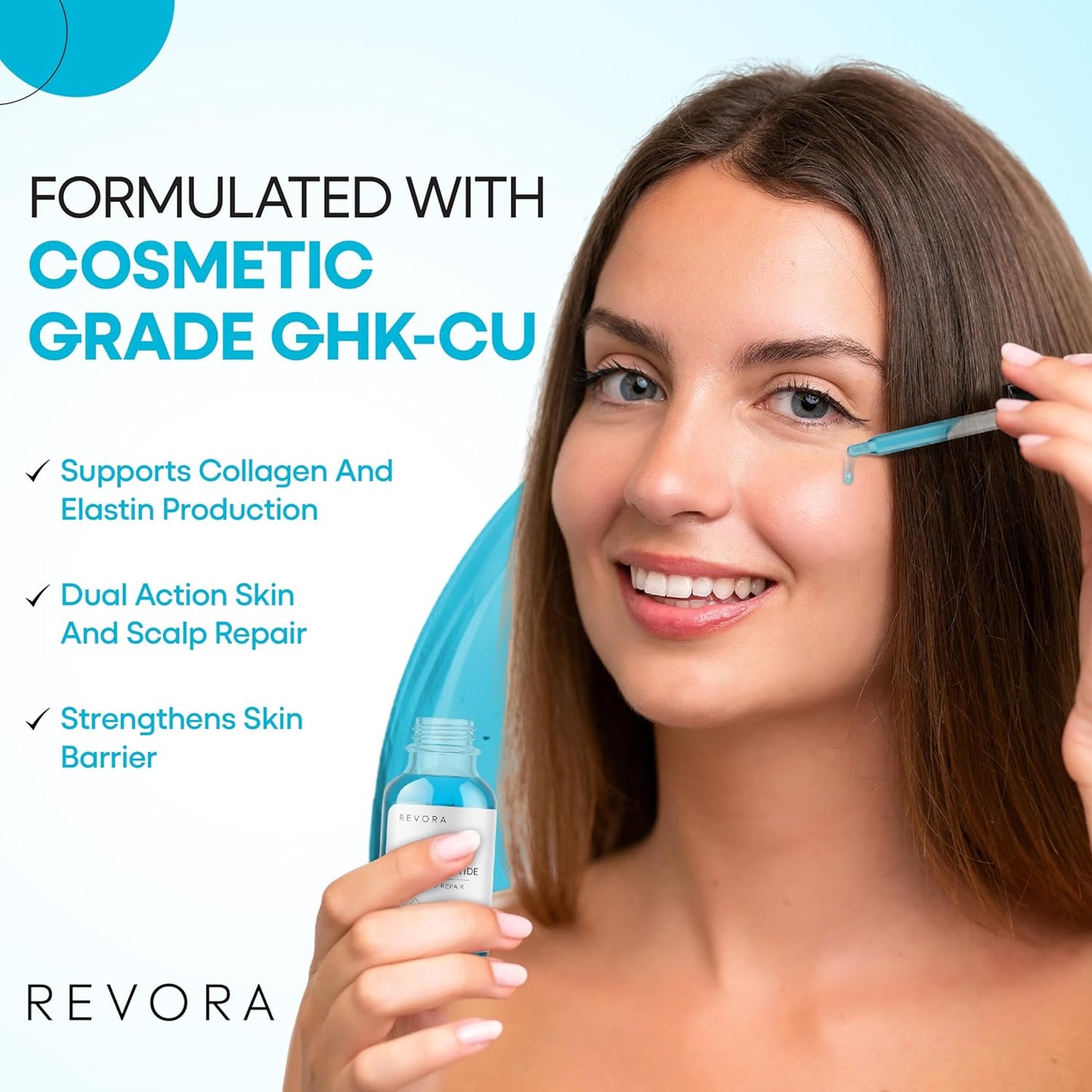 GHK-Cu Copper Peptide Serum - Dual-Action Hydration for Face & Scalp | With Hyaluronic Acid & Niacinamide | 1 fl oz / 30 mL