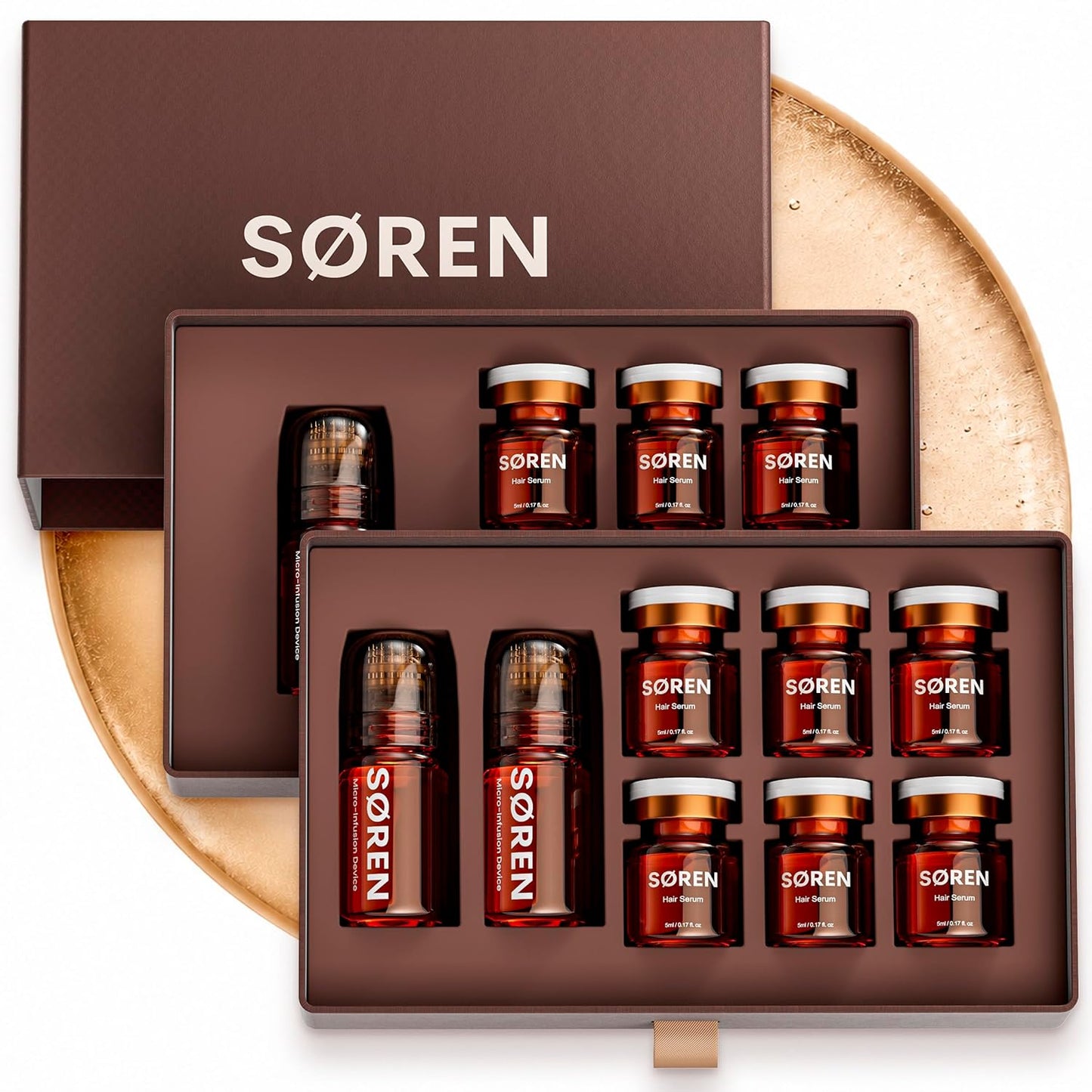 SØREN Micro Infusion Hair Renewal System - Saw Palmetto & Peptide Scalp Treatment Kit | Fuller, Thicker Hair | 3 Month Supply