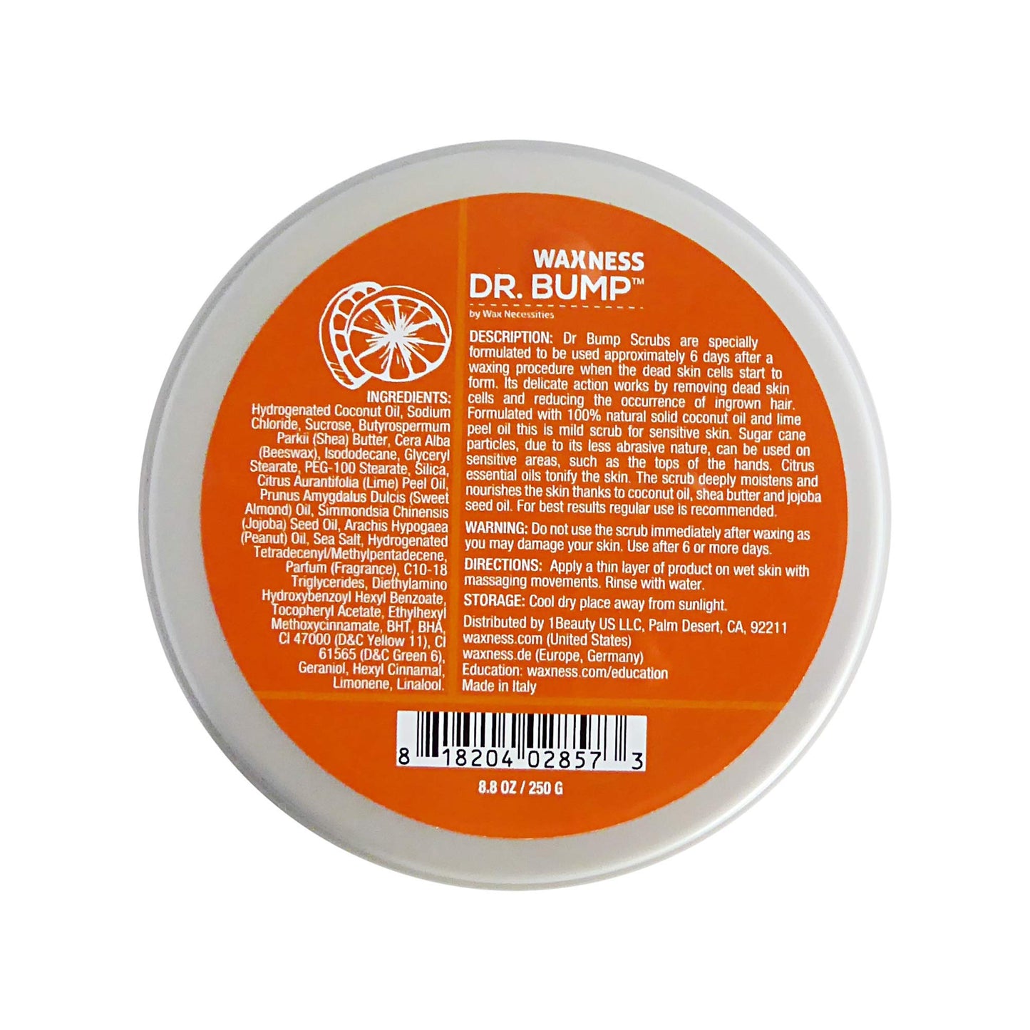 Waxness Dr. Bump Citrus Sensitive Exfoliating Scrub – Professional Pre & Post Wax Care – 8.8 oz (250 g) – Made in Italy