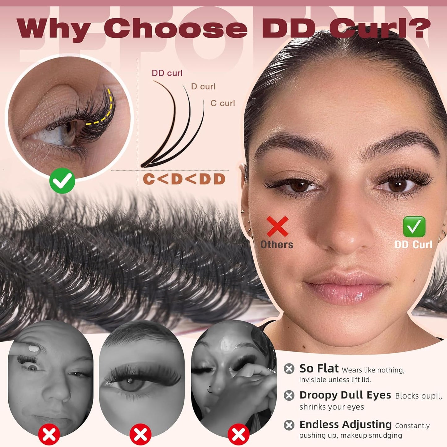 Fluffy Lash Clusters - Natural DD Curl Eyelash Extensions | Soft 10-16mm Wispy Individual Lashes