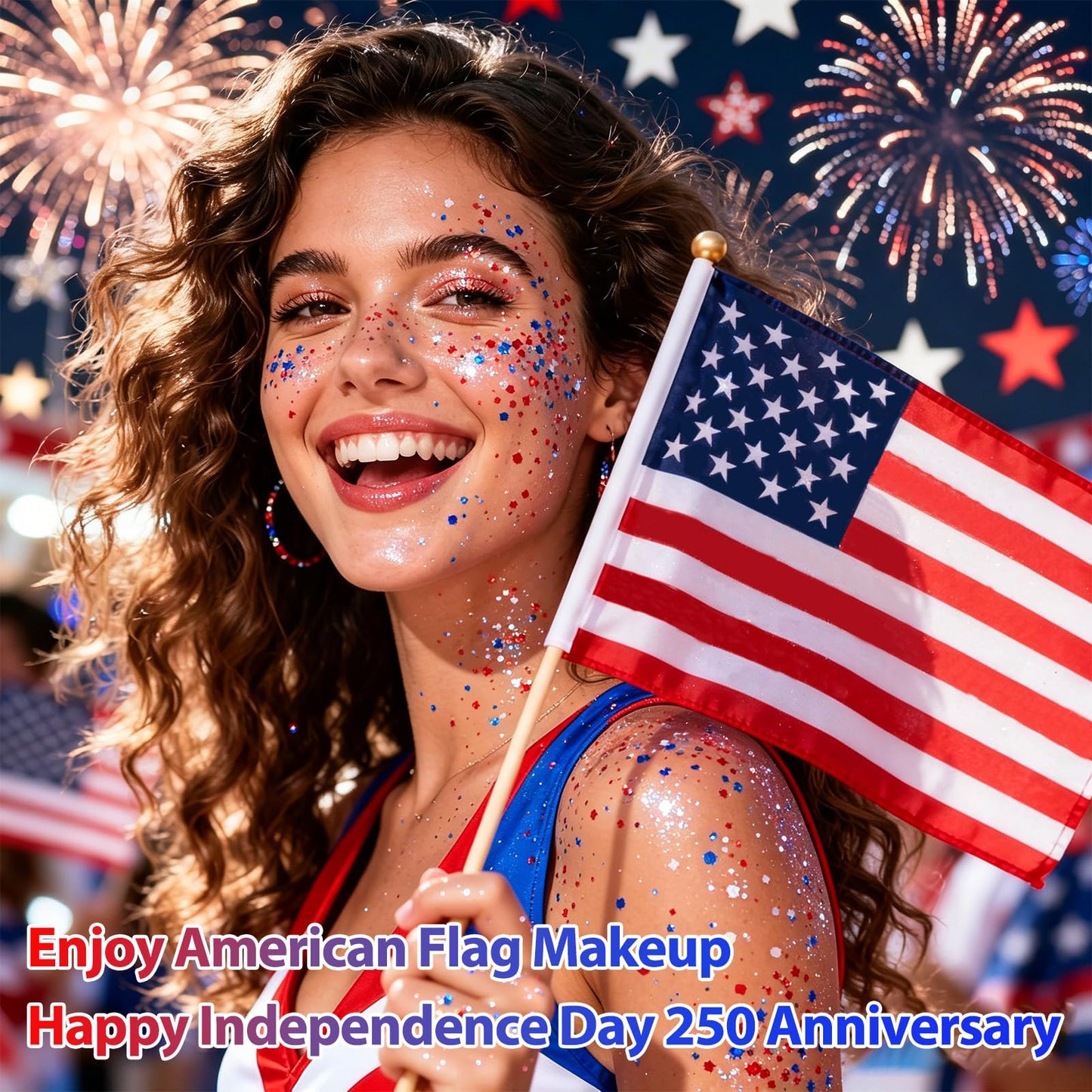 Boko 50ML Body Glitter Gel, Red White Blue 4th of July Chunky Glitter for Face Hair Body Makeup, Patriotic Glitter for USA Independence Day Memorial Day Veterans Day Flag Party Rave Accessories