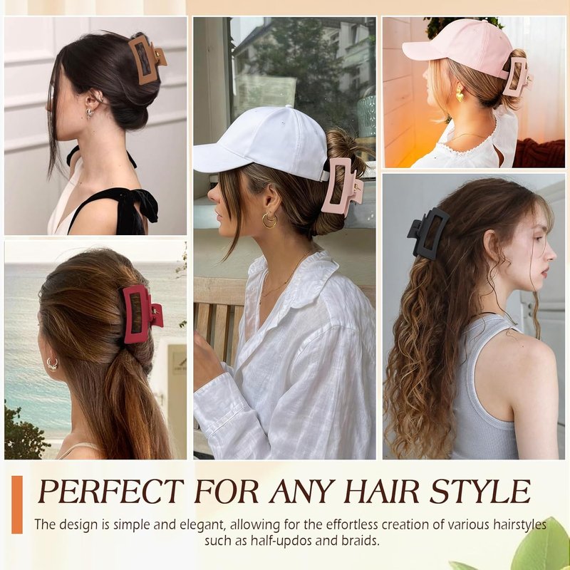 Silicone Flexible Hair Claw Clips - 4 PCS Jumbo Clips for Thick Hair | Cloud Soft Non-Slip Design