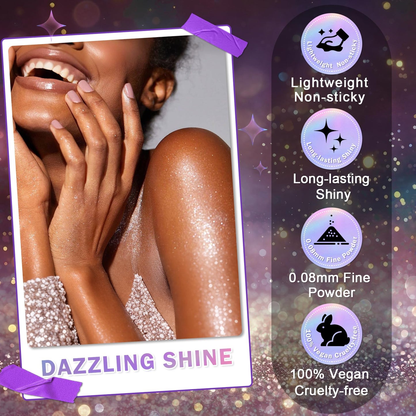 ZHISHUDL Body Hair Glitter Spray 60ML Glitter Hairspray Holographic Shimmer Glitter for Hair Body and Clothes,Long-Lasting Quick-Drying Sparkle Powder Spray for Christmas Halloween Rave - Silver