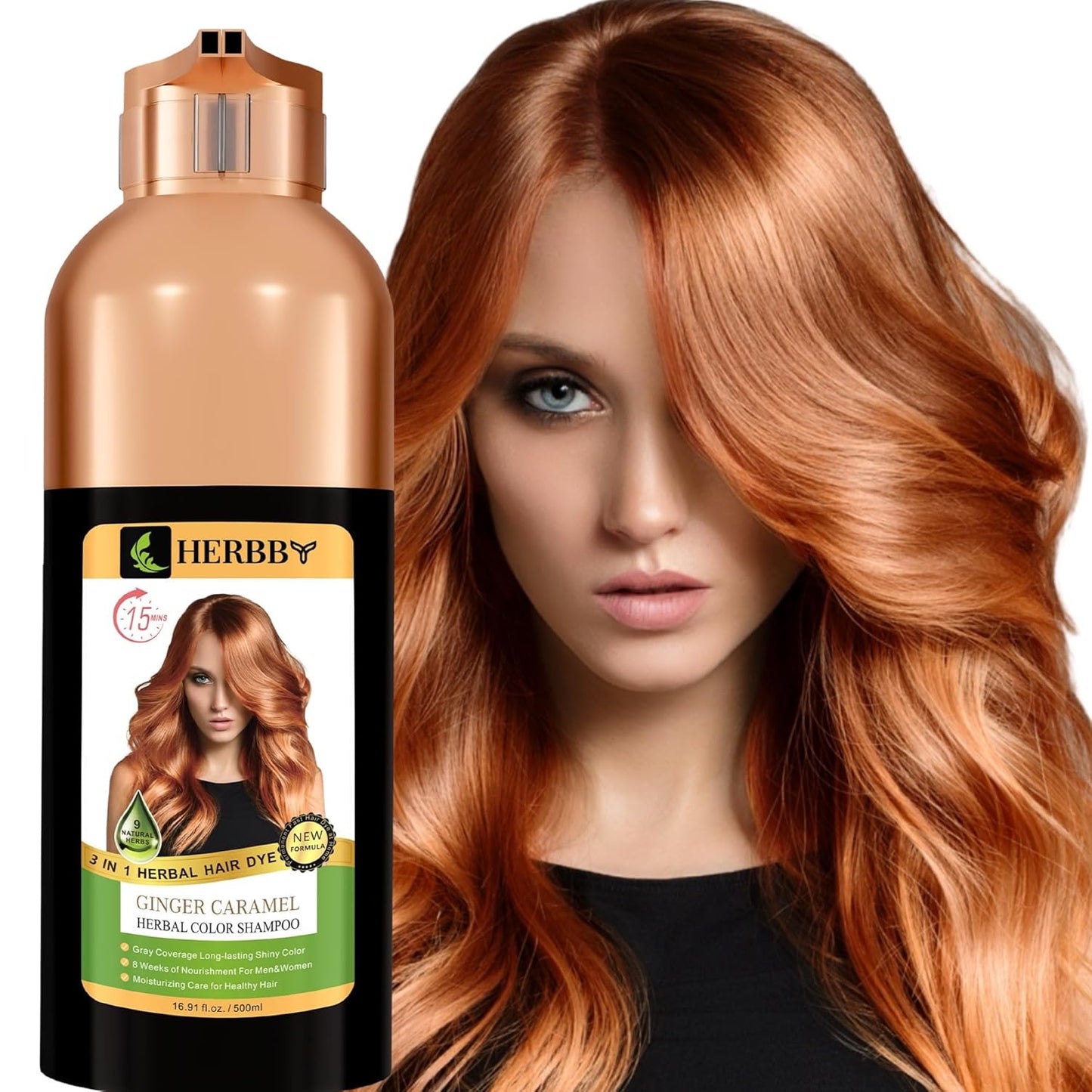 Hair Color Shampoo for Gray Coverage | 9 Herbal Extracts, Long-Lasting Shine - 500ml Tiger Brown