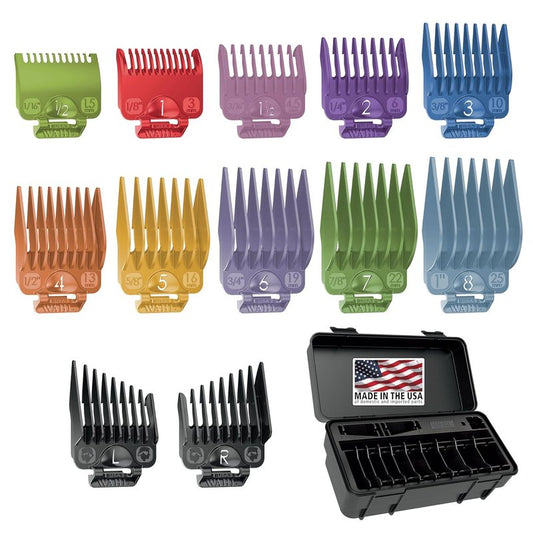 Wahl Clipper Secure-Fit™ Attachment Guard Kit | 14-Piece Color Pro Guide Combs Set