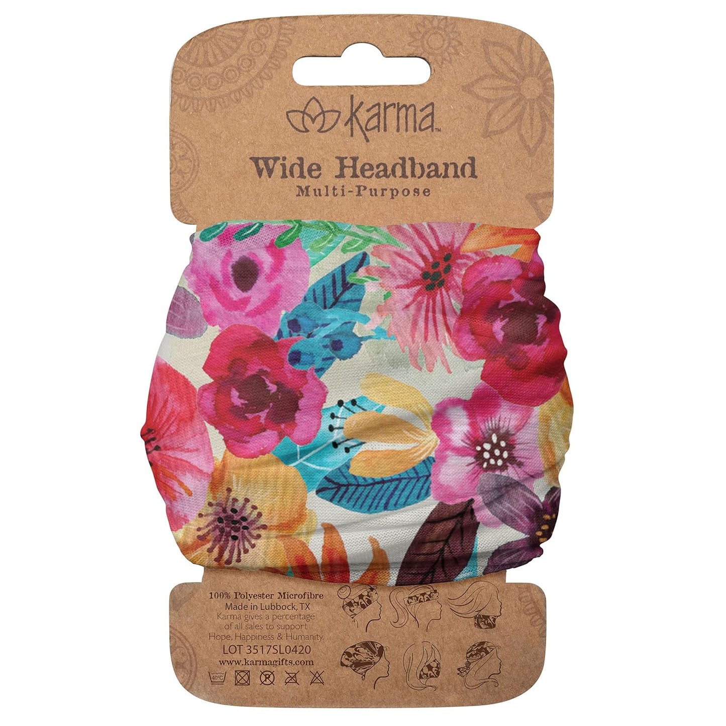 Floral Headband for Women - Teal/Apricot Split Design | Wide Fabric & Stretchy Hair Scarf