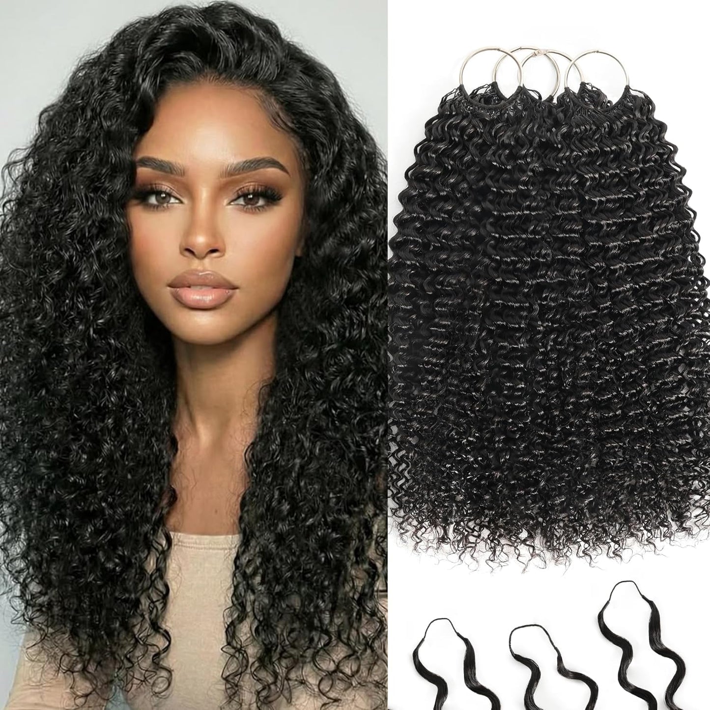 Feather Crochet Hair Extensions - 12 Inch 120g Invisible Miracle Knots for Black Women | Jerry Curly Pre-Separated Natural Black