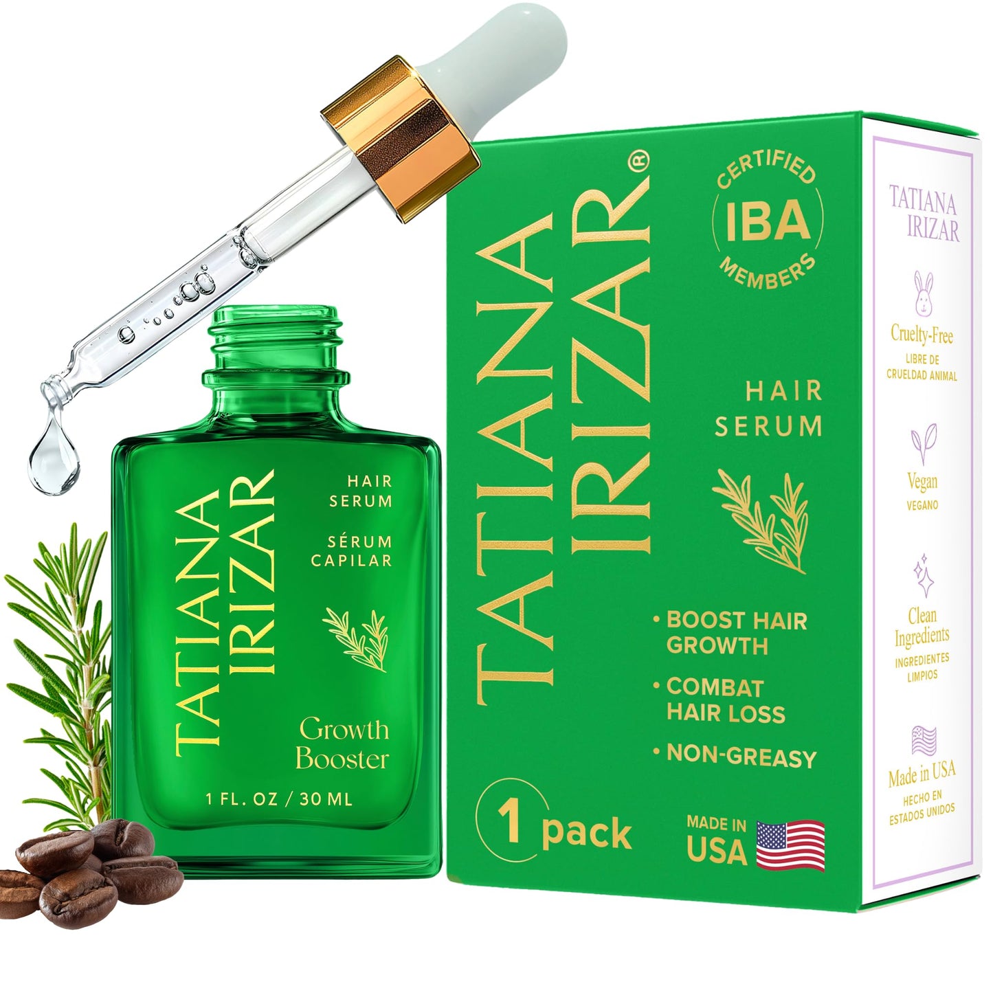 Caffeine Hair Growth Serum Women Made in USA - Scalp Serum For Hair Growth Non-Greasy Biotin Rosemary, Amla & Caffeine - 1 Fl.Oz Residue-Free Gotero Anticaida y Crecimiento - Hair Regrowth Treatments