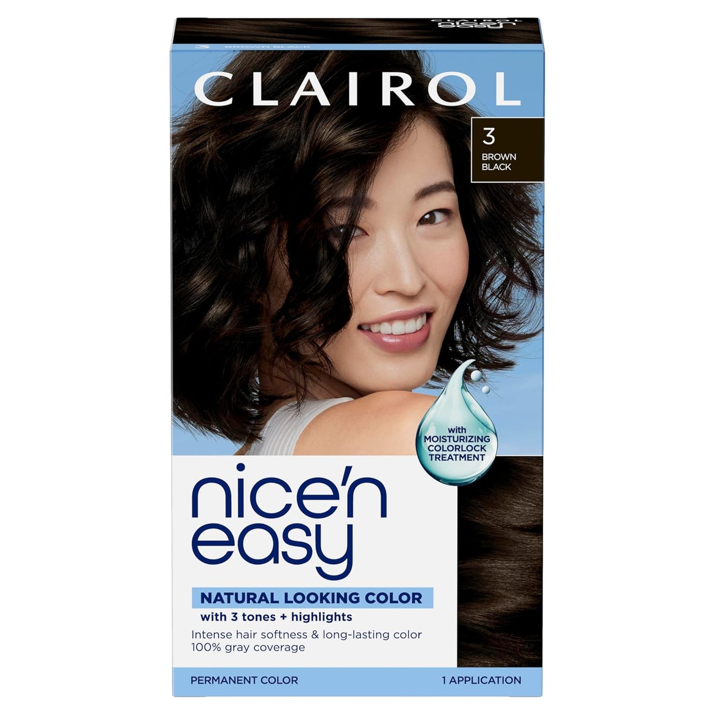Clairol Nice'n Easy Permanent Hair Dye - Blackest Black | 100% Gray Coverage & Long-Lasting Shine | Single Pack