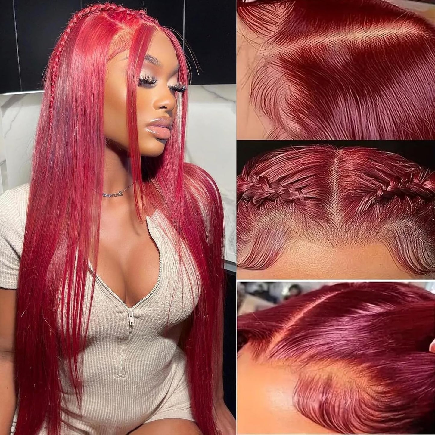 Burgundy Human Hair Wig - Water Wave Lace Front, 26-Inch 99J Deep Wave for Women | HD Transparent 13x4