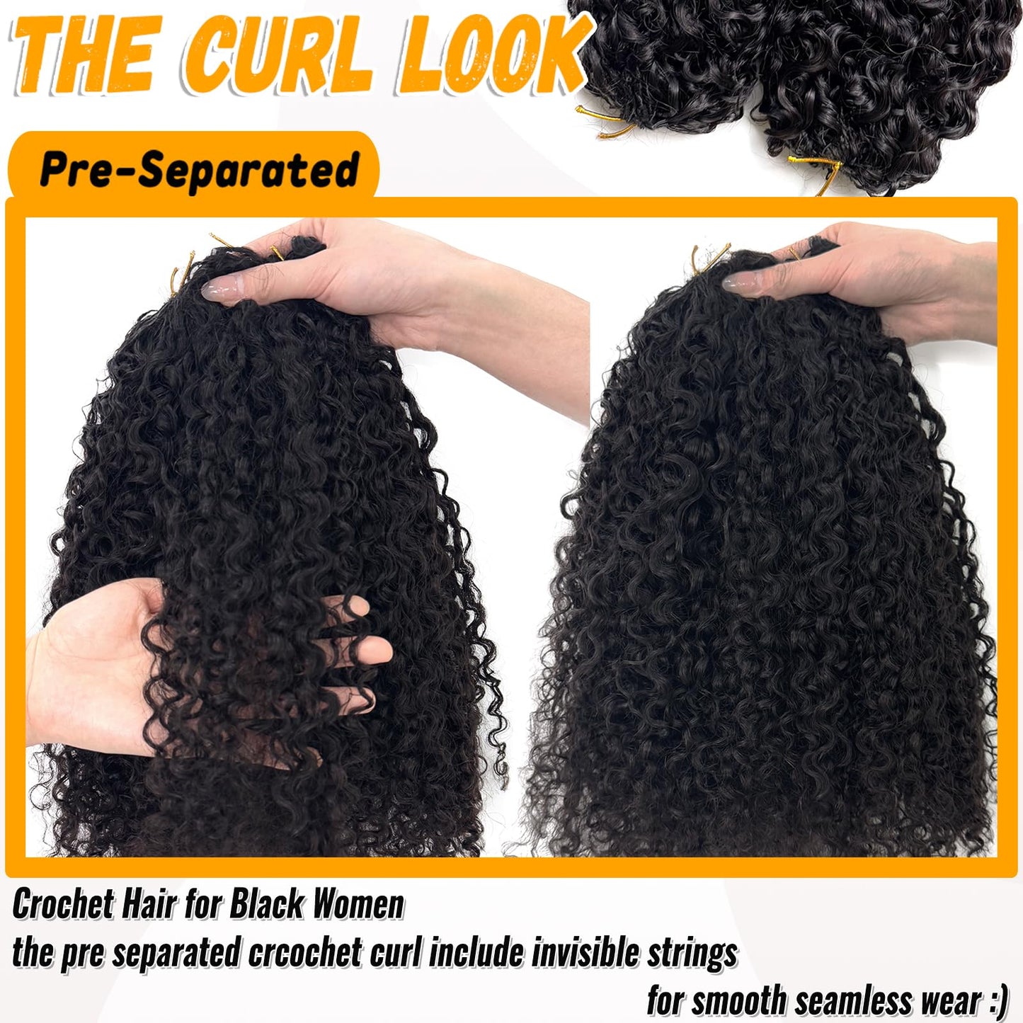22 Inch Feather Crochet Human Hair Pre Separated Burmese Curly Crochet Bundles Human Hair Extensions Invisible Knotless Pre Looped Human Crochet Hair for Black Women 60G