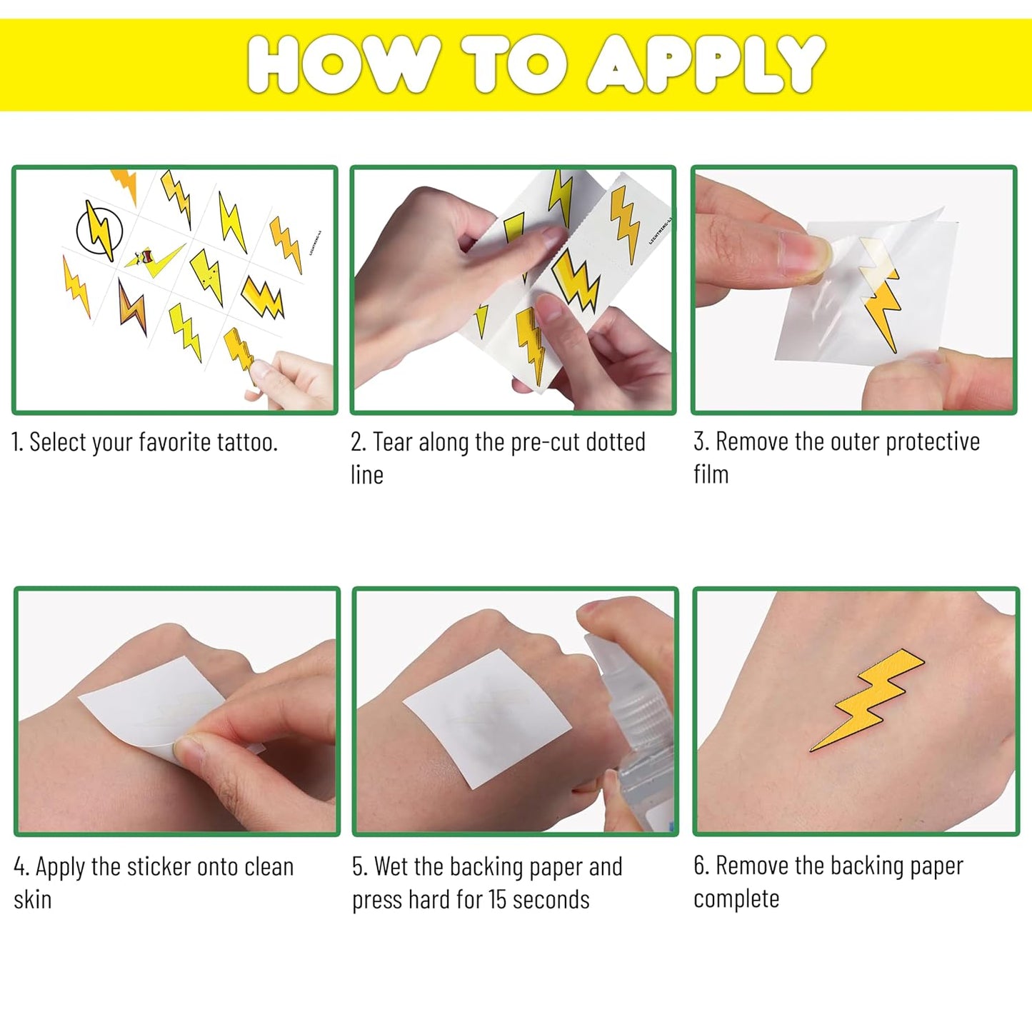 Lightning Bolt Temporary Tattoos - 96PCS Weather-Themed Stickers | Cute Waterproof Body Art for Kids