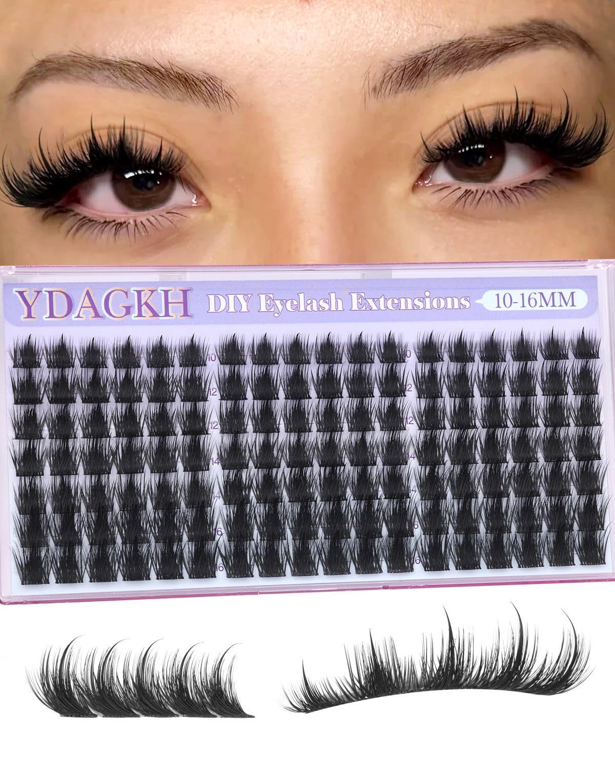Anime Lash Clusters - Spiky Manga Eyelash Extensions with Invisible Band | 10-16mm Wispy 120 Pcs