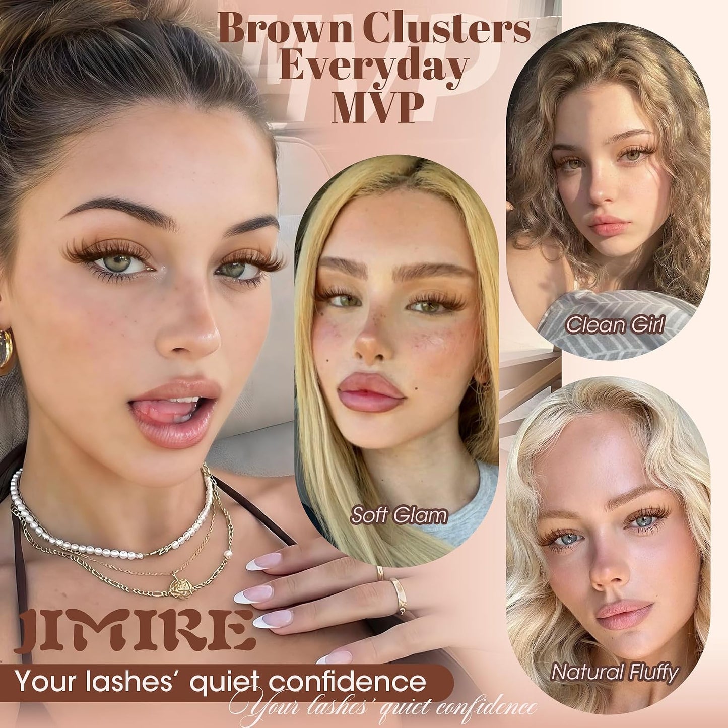 Brown Lash Clusters - Wispy Spider Lashes for Natural Look | 10-16MM DD Curl Eyelash Extensions