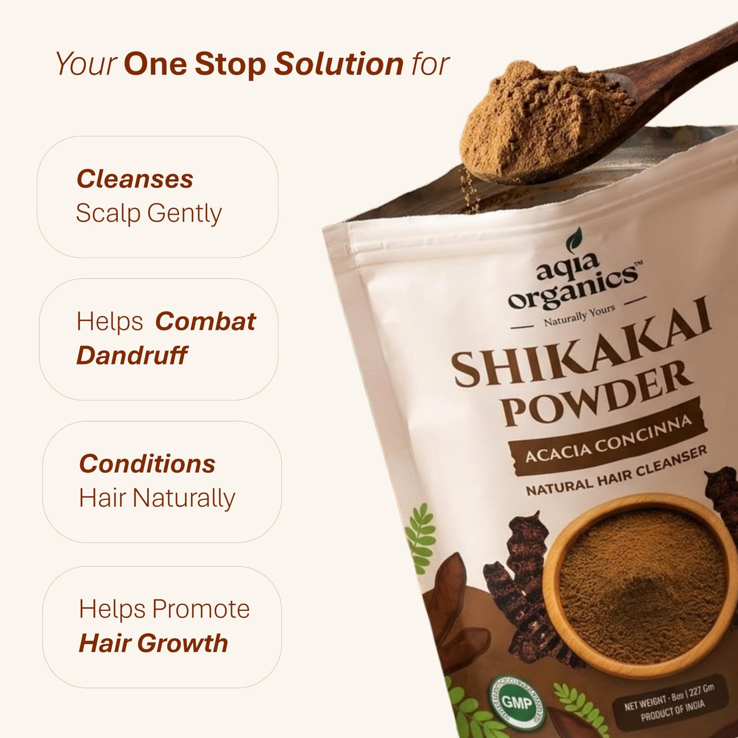 Pure Shikakai Powder | 100% Pure Chemical-Free | 8oz | 2-in-1 Natural Hair Cleansing Mask for Dry Damaged Hair and Growth | Anti Frizz Repairing Hair Mask | Deep Scalp Cleansing | Acacia Concinna