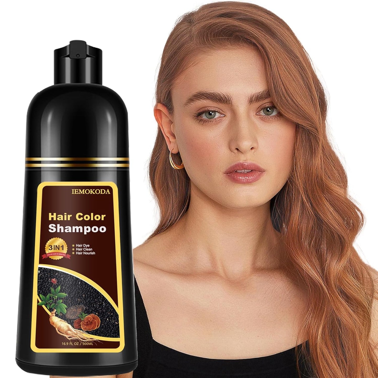 Instant Black Hair Shampoo - 3 in 1 Natural Dye with Herbs for Men & Women | Ammonia-Free, 400ml