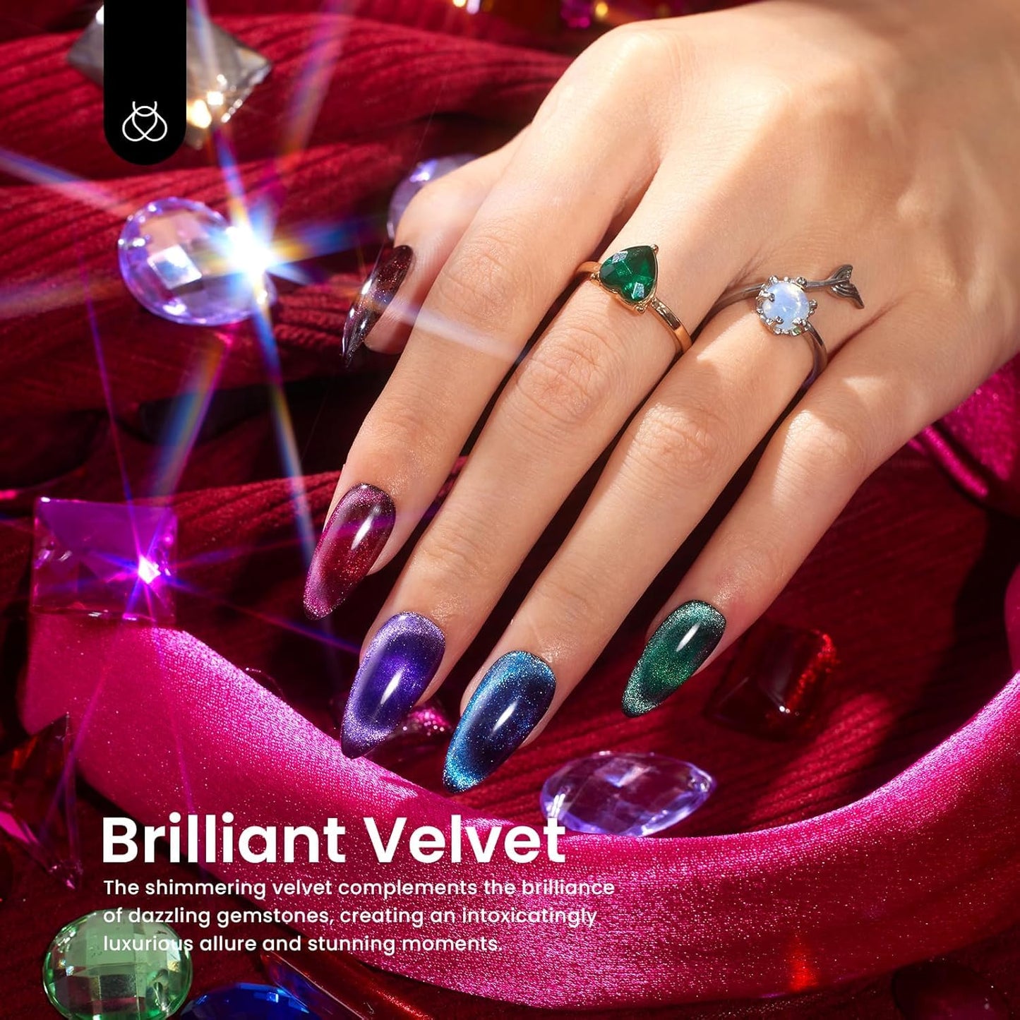 Beetles Fall Cat Eye Gel Nail Polish Set, 6 Colors Glitter Gel Polish Kit
