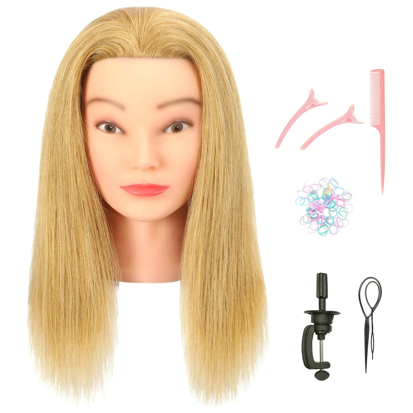 African American Mannequin Head - 100% Real Human Hair Manikin for Braiding & Cosmetology Training | Includes Stand