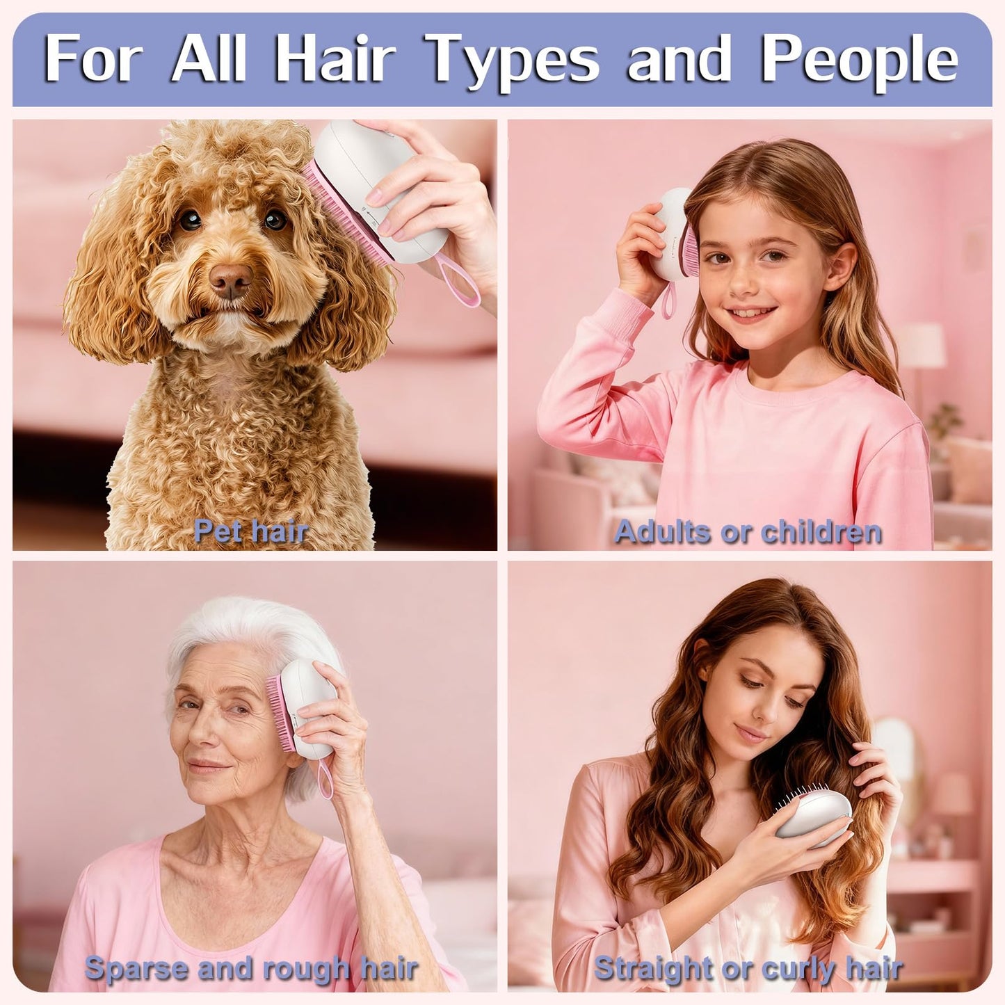 Chmilis Scalp Massager Hair Growth - Electric Head Massager Brush - Unique Birthday Gifts for Women - Sonic Vibration Comb for Stimulating Follicles - Relax Scalp Stress for Mom - Pink