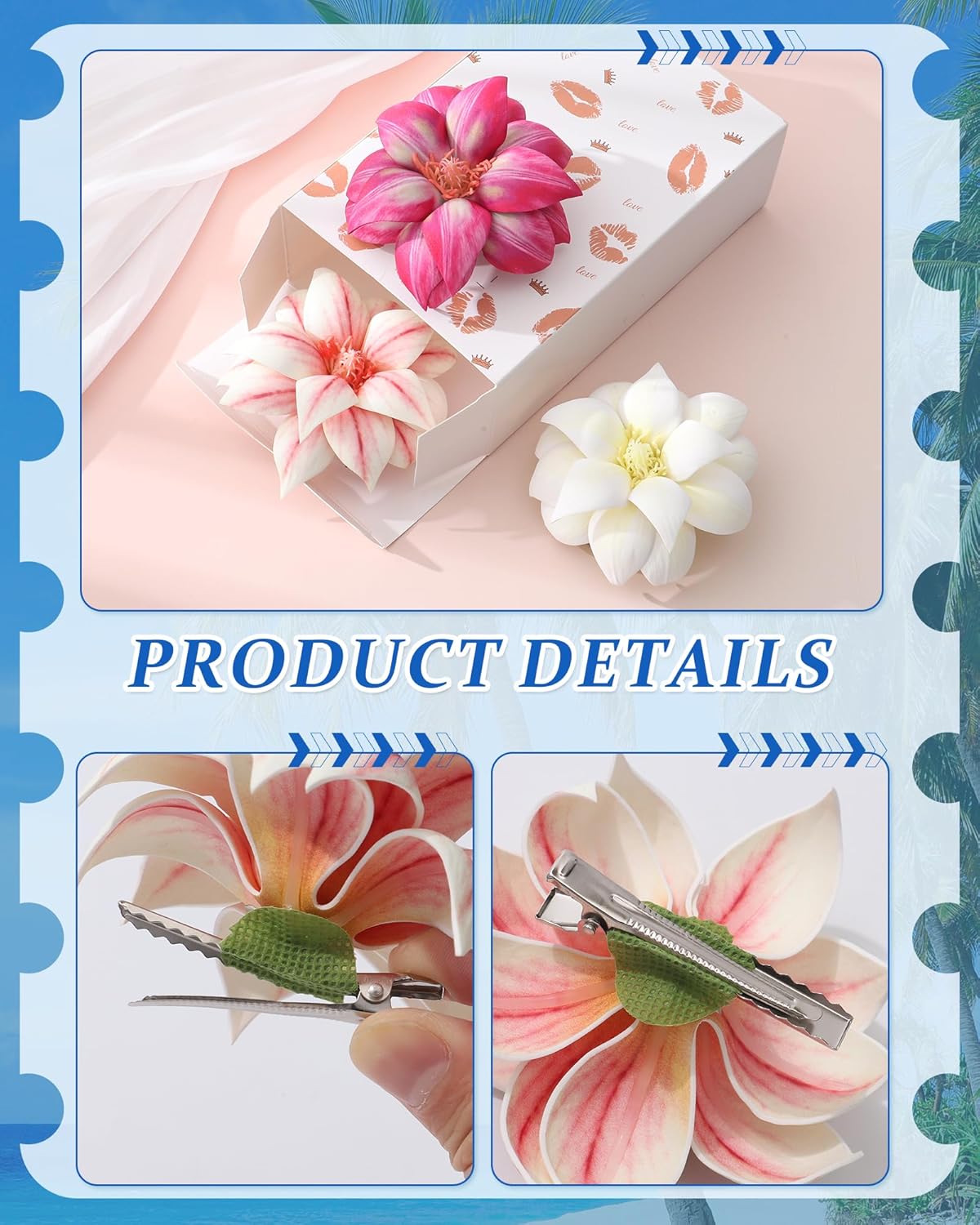Floral Hair Clips for Women - 3PCS Spring Summer Bobby Pins with Non-Slip Grip | Cute Bridal Accessories