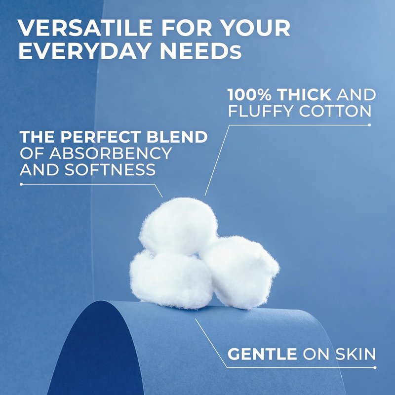Super Jumbo Cotton Balls - 100% Thick Cotton for Beauty, First Aid & Baby Care | 100 Count