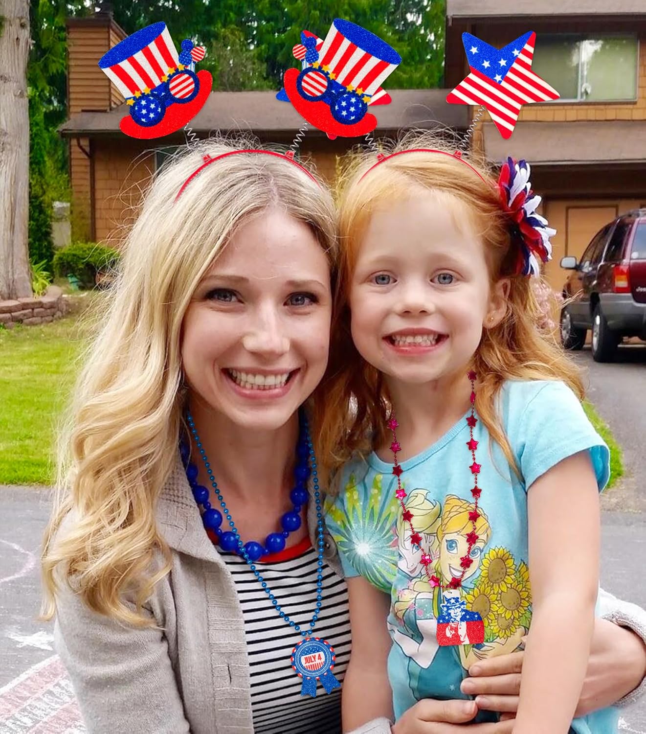 12PCS Patriotic Headbands for 4th of July | Red, White & Blue Party Accessories