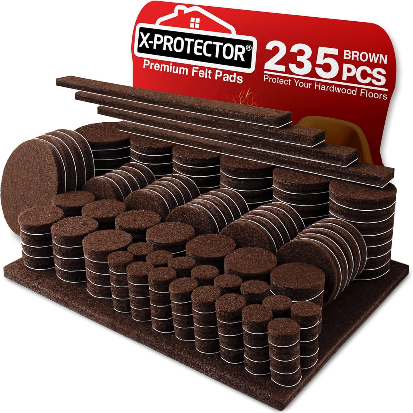 X-PROTECTOR Felt Furniture Pads - 133 PCS Premium Floor Protectors for Hardwood & Laminate | Brown & Beige