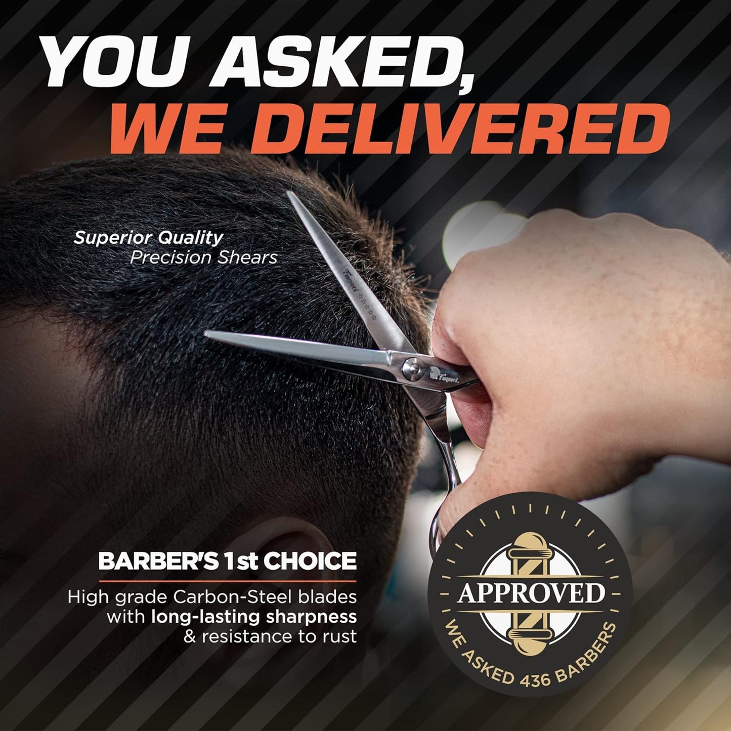 Professional Hair Cutting Scissors - 5 Inch 440C Steel Blades for Smooth, Precise Cuts | Durable Barber Shears with Elegant Sheath