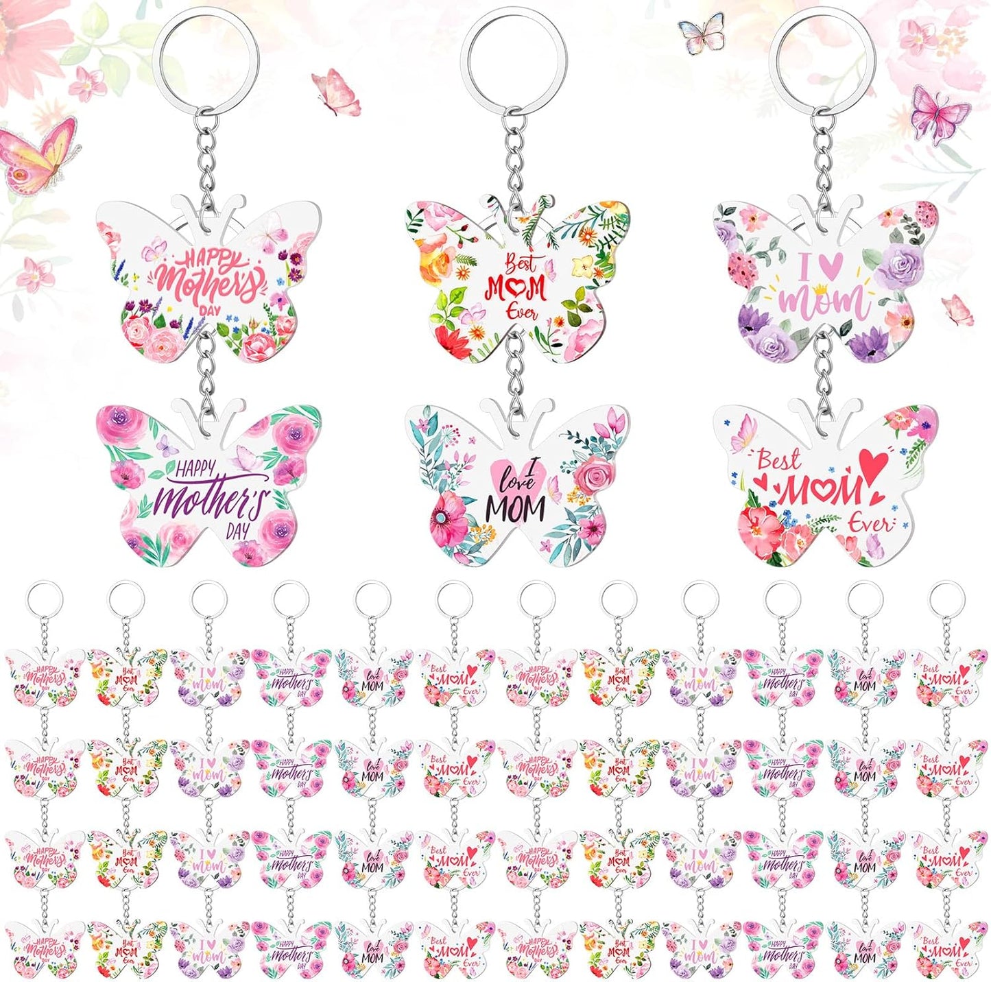 Mom Appreciation Gifts - Best Mom Ever Keychain | Floral Design for Birthday & Christmas