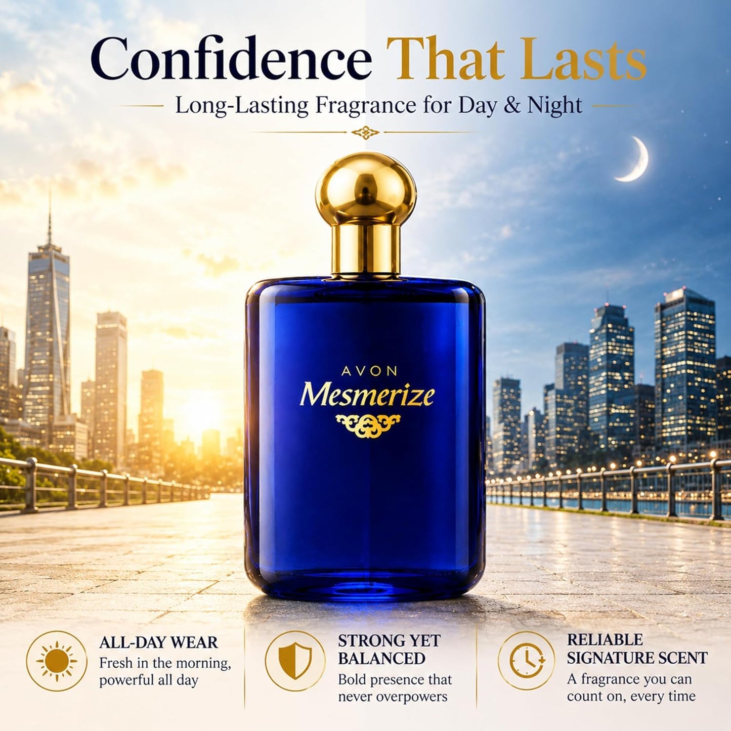AVON Mesmerize Cologne Spray - Long-Lasting Men's Cologne with Sandalwood & Amber | 3.4 fl oz Travel Size