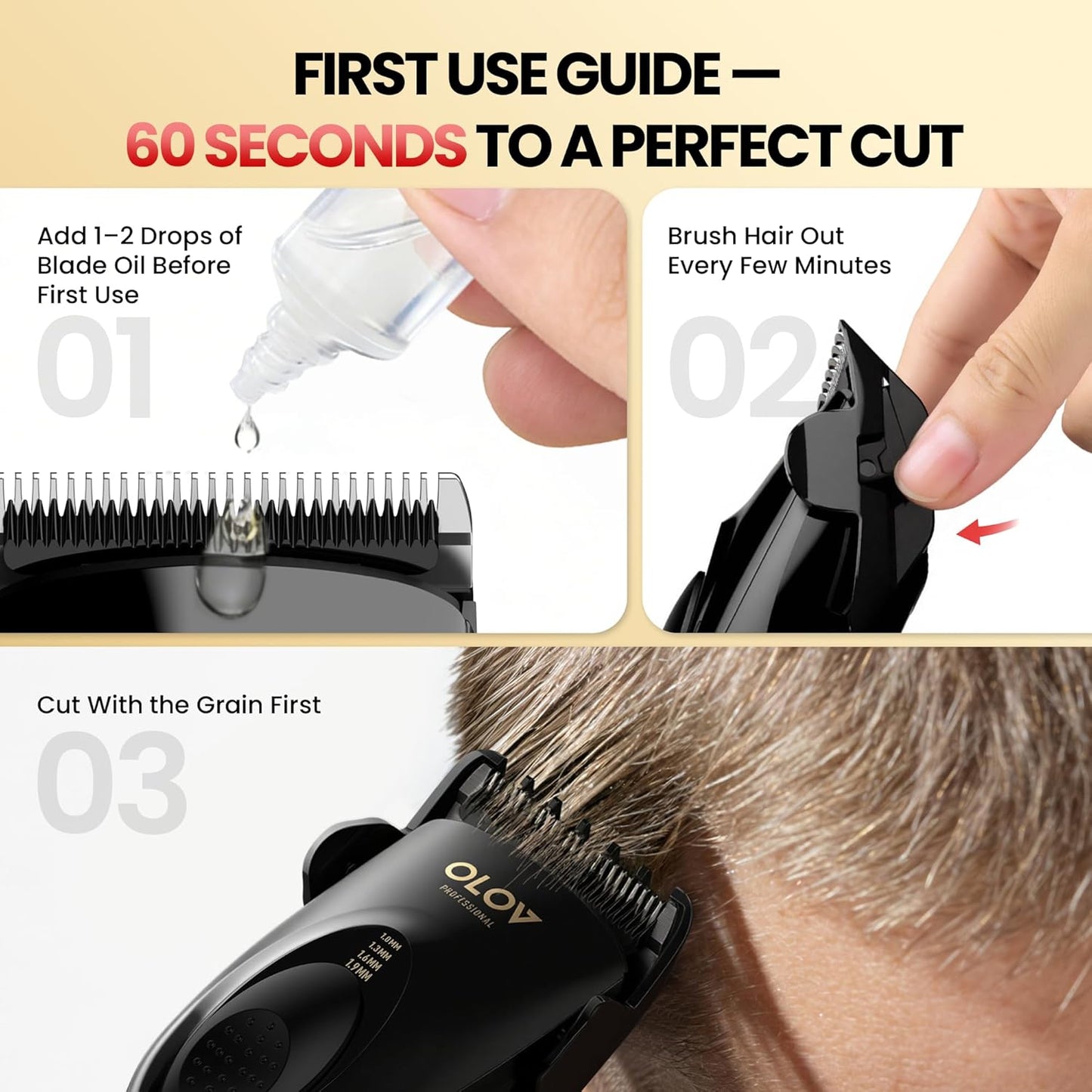 Cordless Hair Clippers for Men - Adjustable 4 Length Settings, 2-Speed, Rechargeable Ceramic Blade | Black