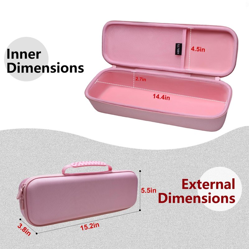 LTGEM Case Compatible with TYMO ROVY Beach Waves Curling Wand, Case Only (Pink)