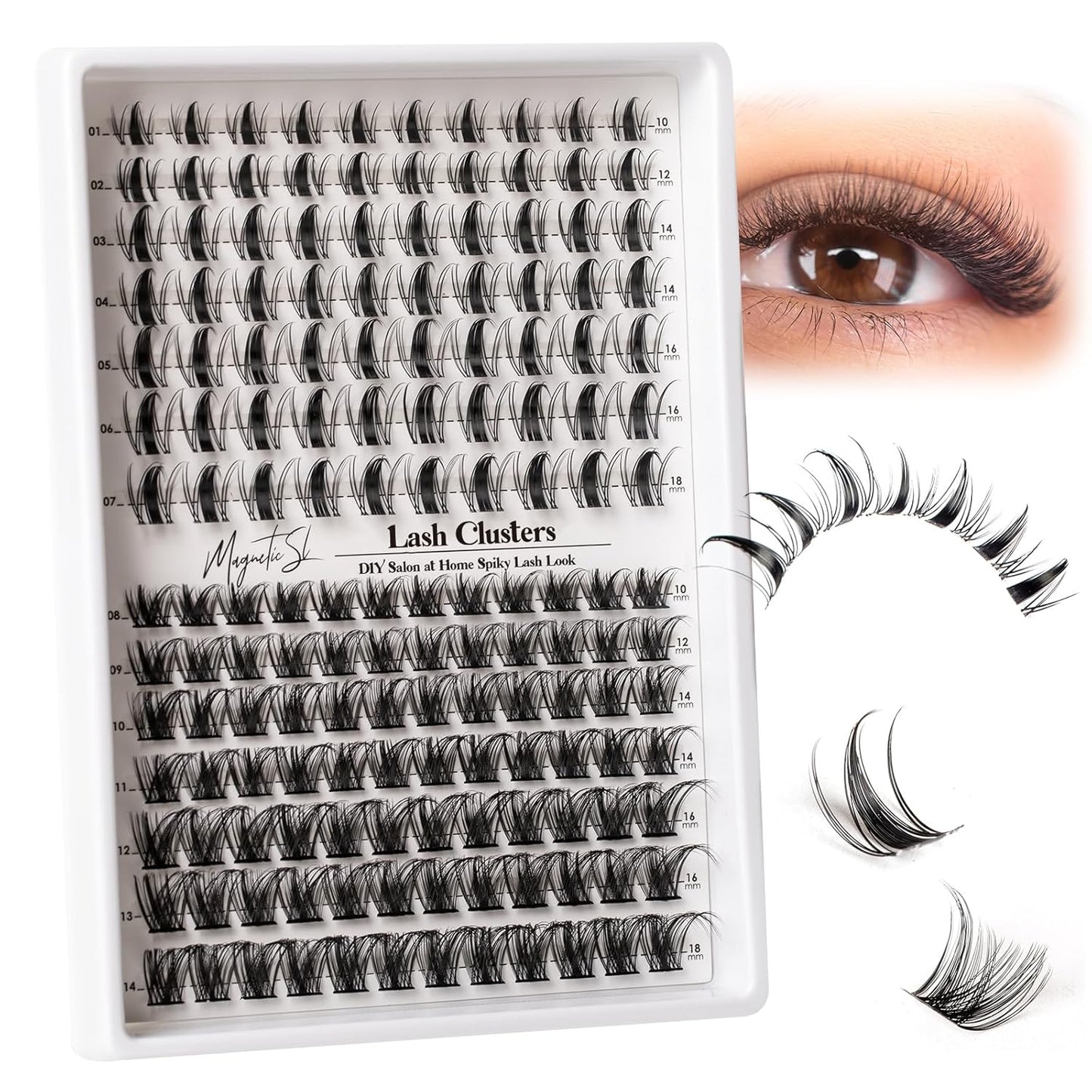 Lash Clusters - 154pcs Curly Eyelash Extension Kit | Natural Look 10-18mm with Bond & Seal