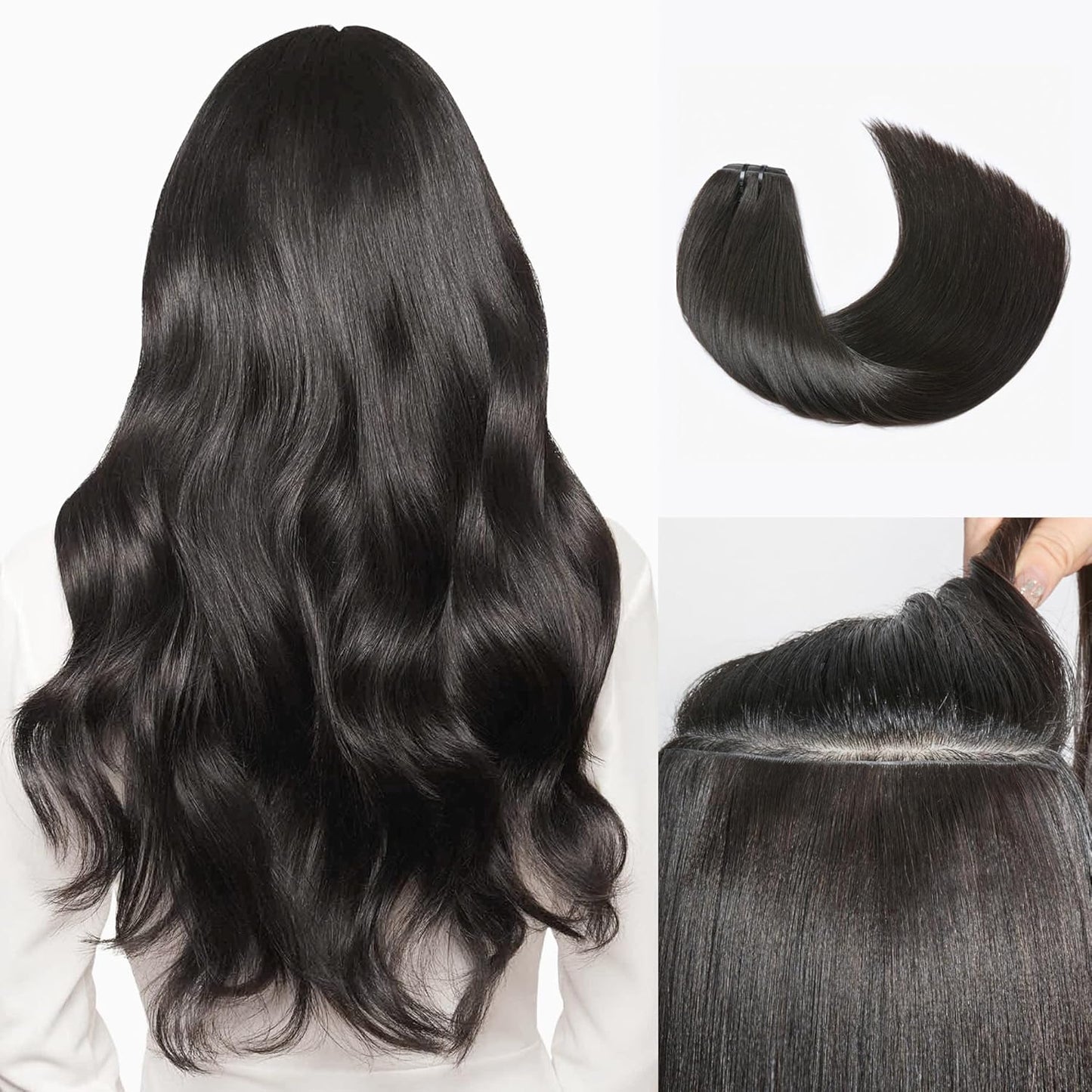 Invisible Messy Curly Clip-In Hair Extensions - Real Human Hair for Women | 14 Inch, 110g, 6 Pcs, Remy Hair