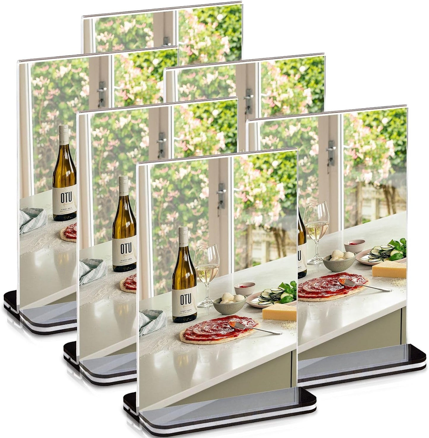 Acrylic Sign Holder - 12x8 Two-Sided Display Stand | 4 Pack for Cafes, Shops, Events