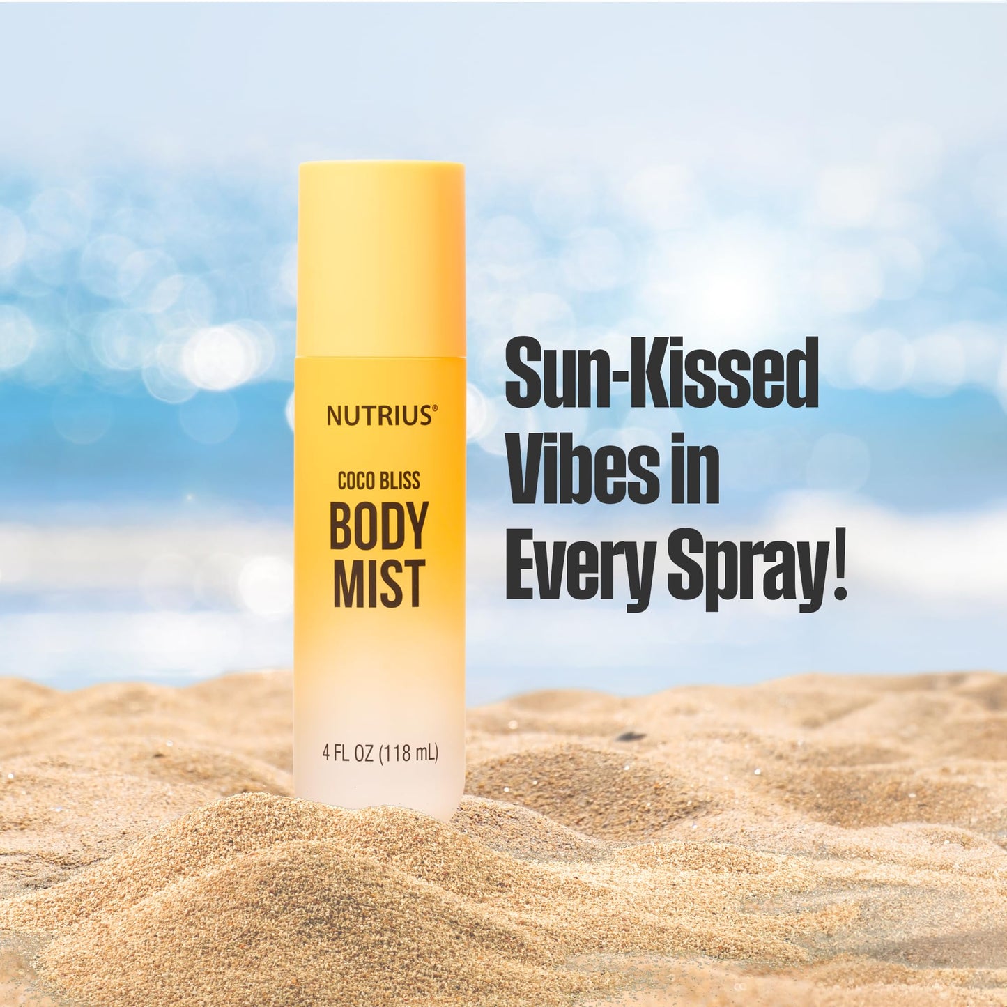 Nutrius Body Mist for Women, Coco Bliss Tropical Coconut Scent, Hydrating Fragrance Body Spray with Nourishing Botanical Extracts, Long Lasting, Vegan, Cruelty Free, 4 fl oz