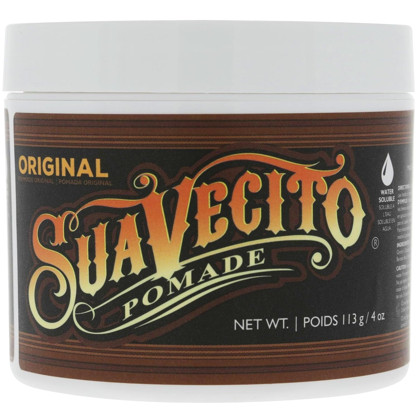 Suavecito Pomade Original Hold - Medium Shine Water-Based Hair Gel | 4 oz, Flake-Free, Easy to Wash Out