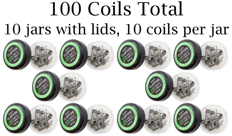 EX ELECTRONIX EXPRESS 100 Pack Pre-Built Clapton Coil Wires for D.I.Y. Projects (Packaged in 10 Plastic Jars with Lids, 10 Coils Per Jar)