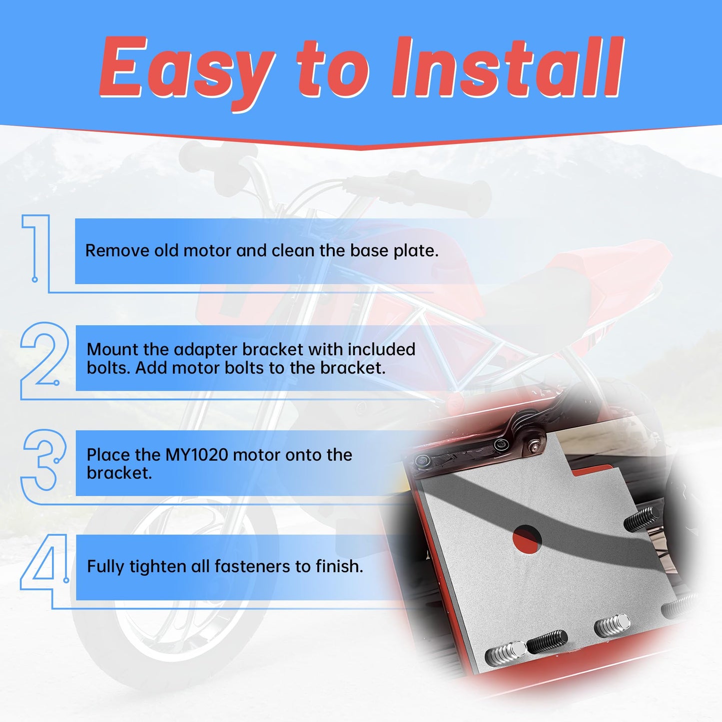 Motor Adapter Plate Set, Compatible with Razor RSF350 Models, Fit for MY1020 Motor Upgrade
