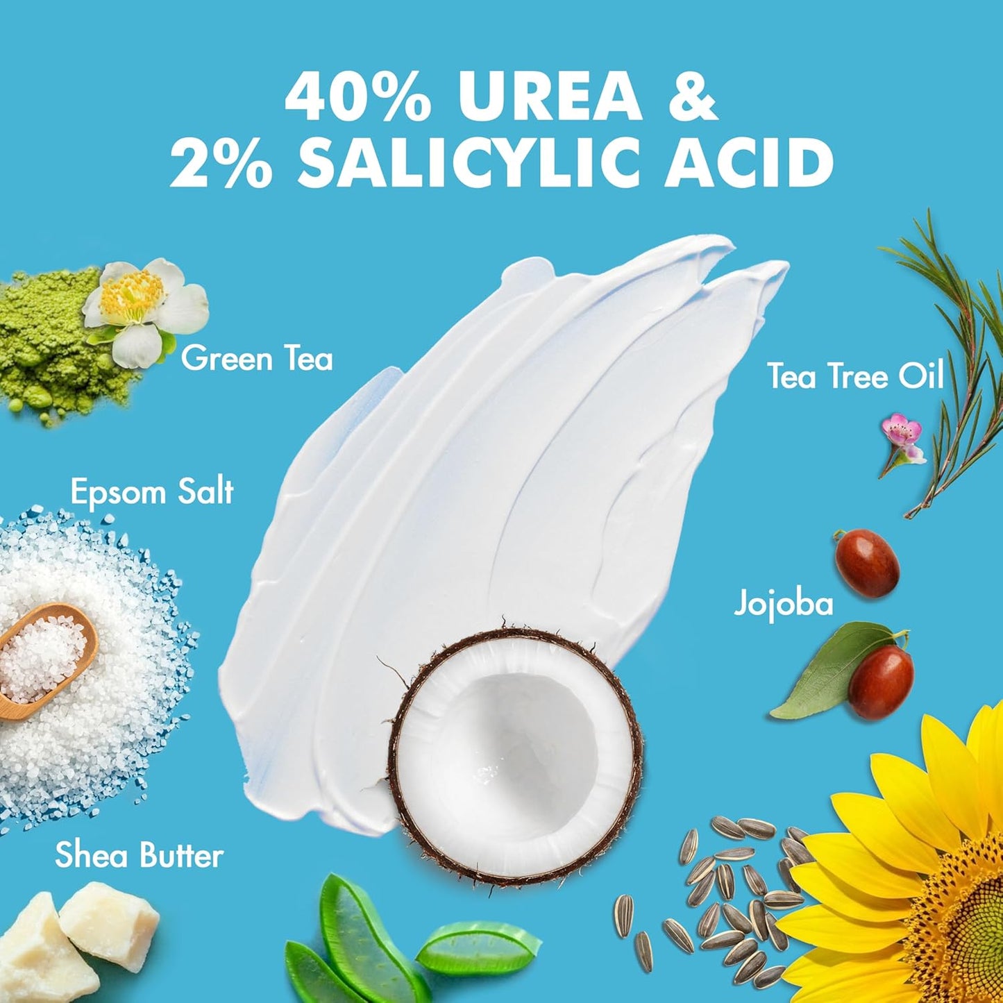 Ebanel Urea Cream 40% - Salicylic Acid Foot Cream for Dry Cracked Heels & Skin Repair | 4 oz