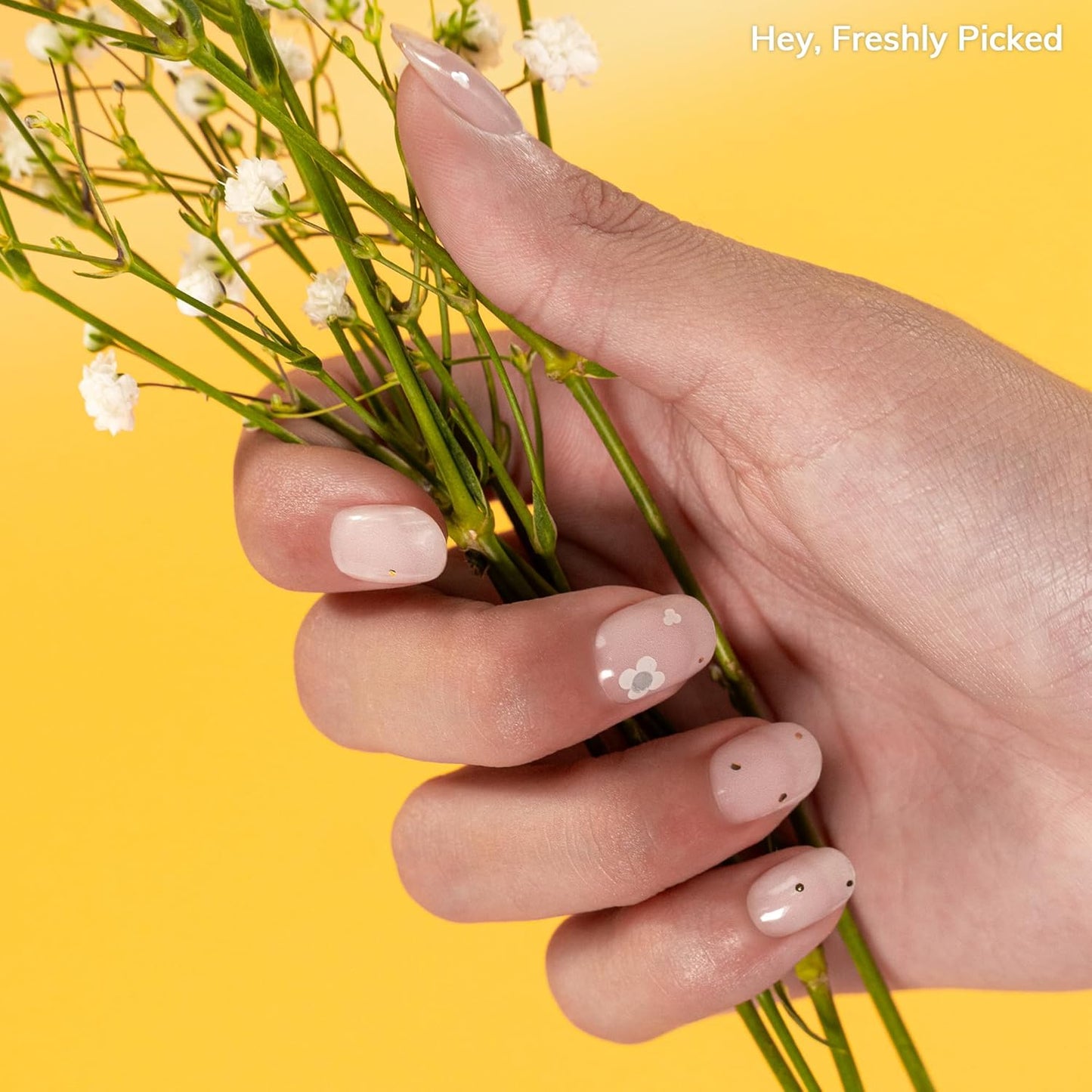 Semi Cured Gel Nail Strips - Pink Solid | No LED Lamp Needed, Easy Apply & Remove | 28 Strips, Prep Pads, Nail File & Stick