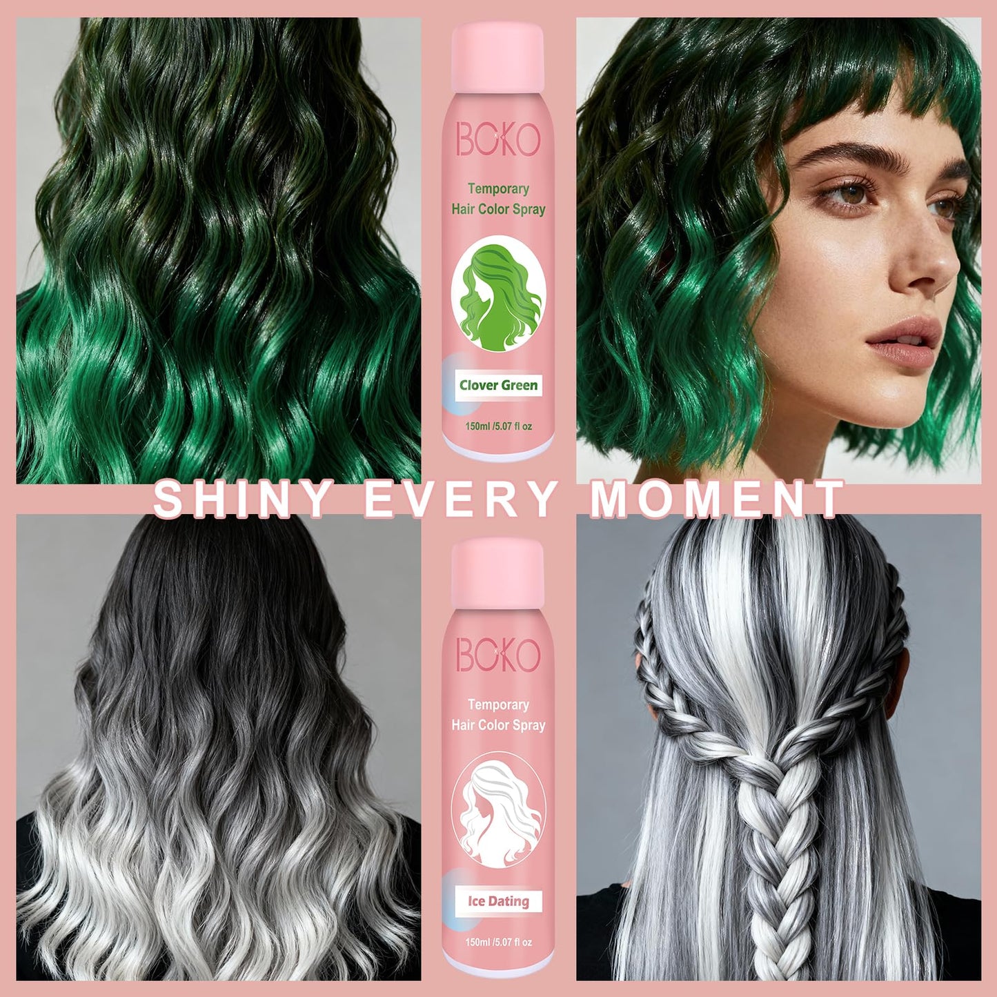 Boko Temporary Hair Color Spray, 150 ML Green Hair Dye