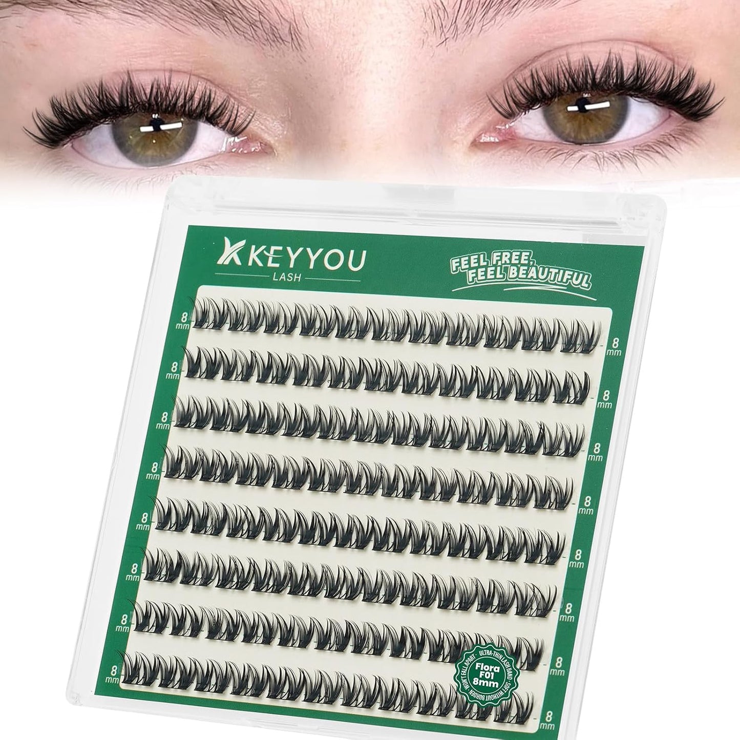 Flora Lash Clusters - D Curl 8mm Eyelash Extensions for Volume & Length