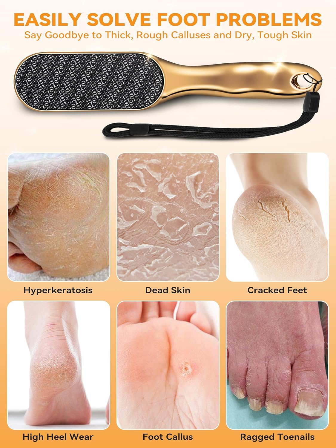 Nano Glass Foot File - Professional Hard Skin Callus Remover with Anti-Slip Handle | Ideal Gift for Beauty Lovers - Golden