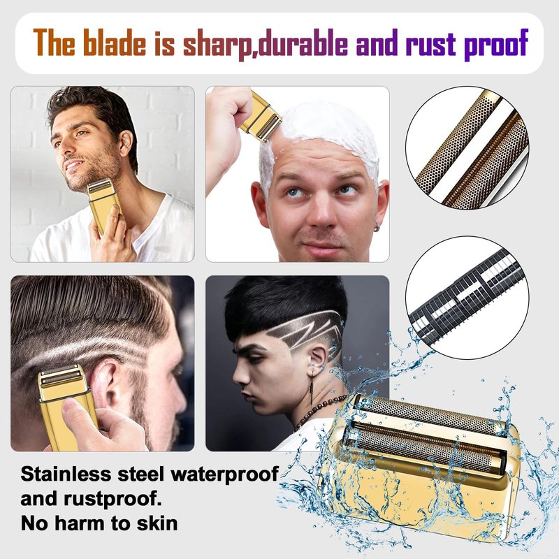 2 Pack Shaver Replacement Foil and Cutters compatible with BaBylissPRO Double FXFS2 Metal shaver foil replacement (Golden-2PCS)