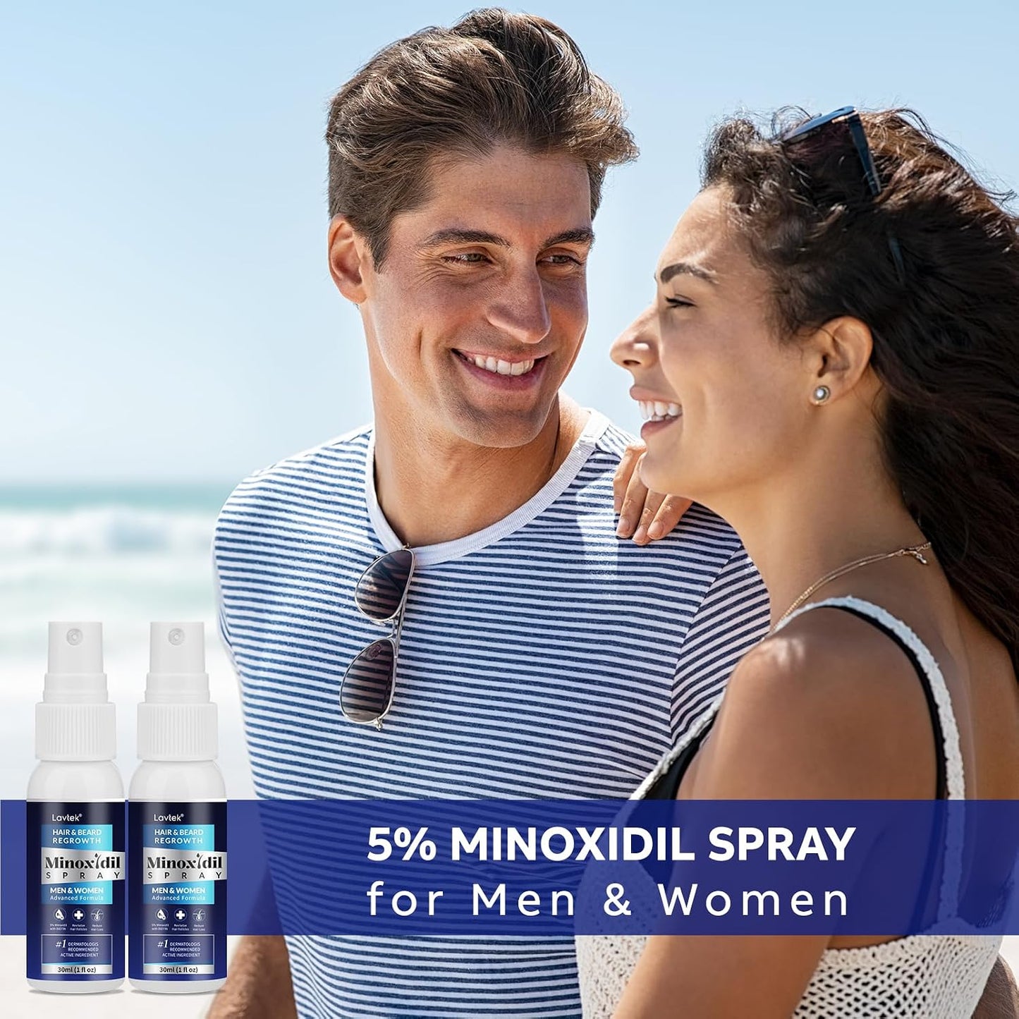 5% Minoxidil Hair Growth Treatment for Men & Women - Regrowth Spray | 2-Pack