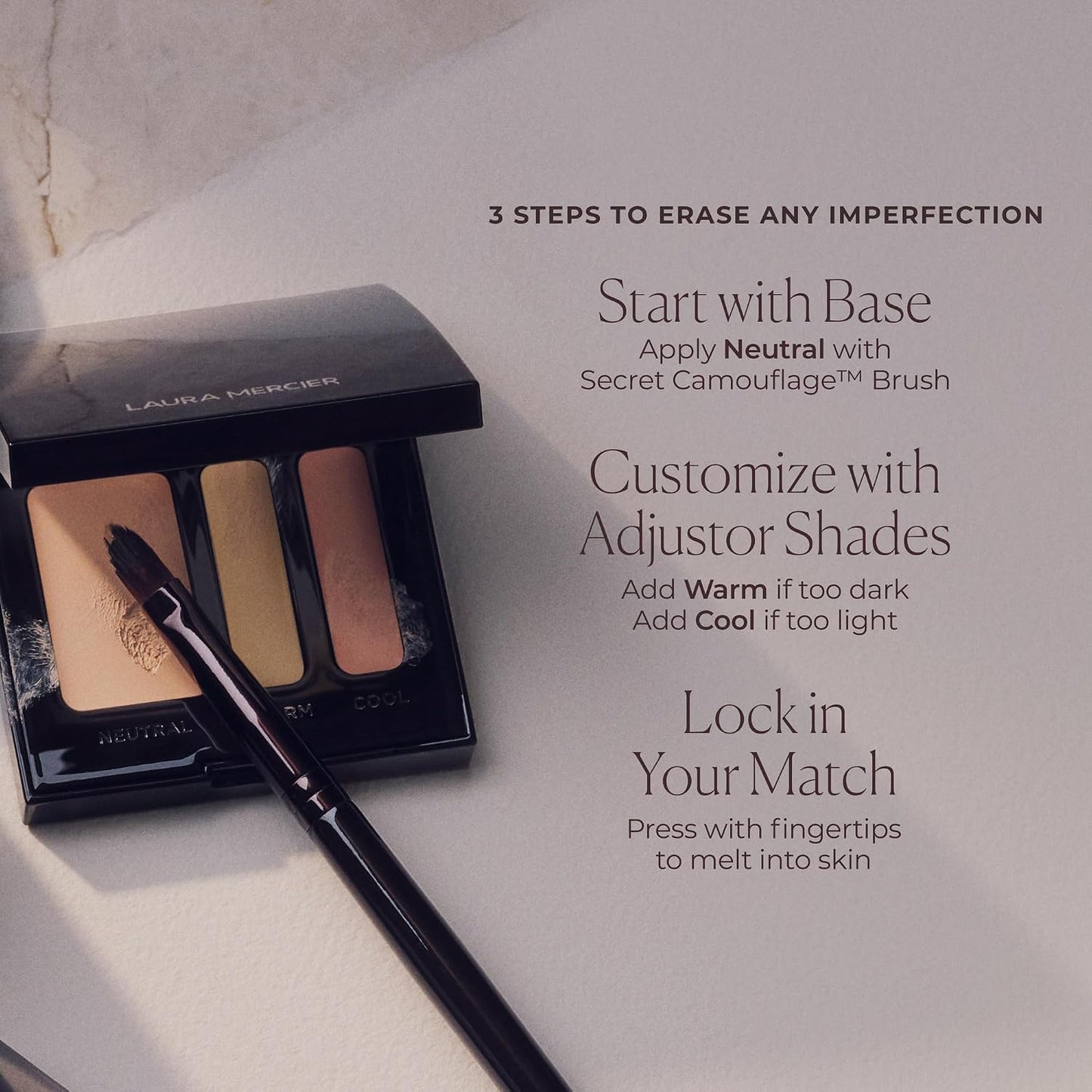 Laura Mercier Secret Camouflage Concealer - Customizable Full Coverage Cream, 16HR Wear, Natural Matte Finish | Multi-Tone Compact