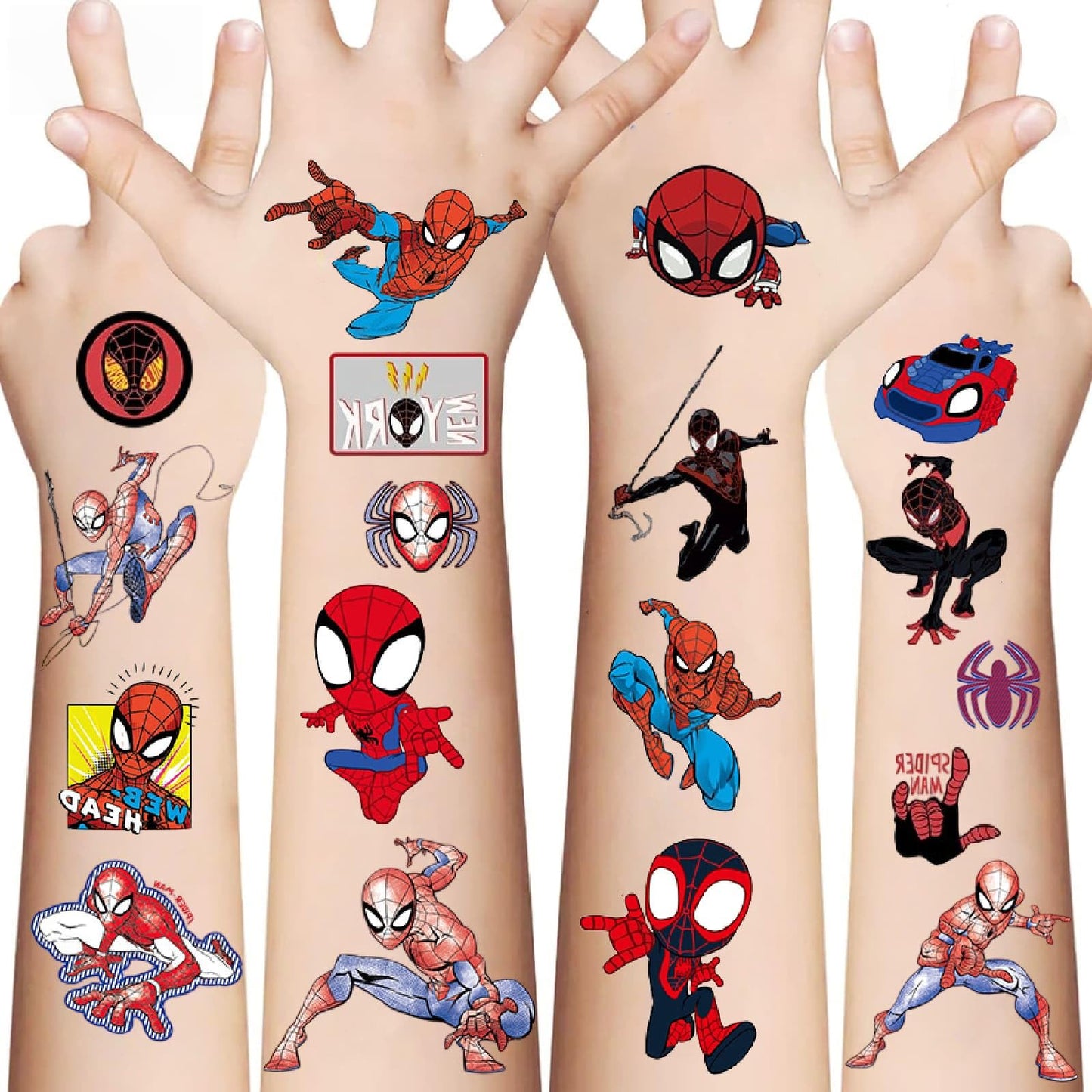 10 Sheets Spider Temporary Tattoos, Removable Cute Cartoon Spider Stickers, Spider Themed Birthday Party Favors & Decor Supplies