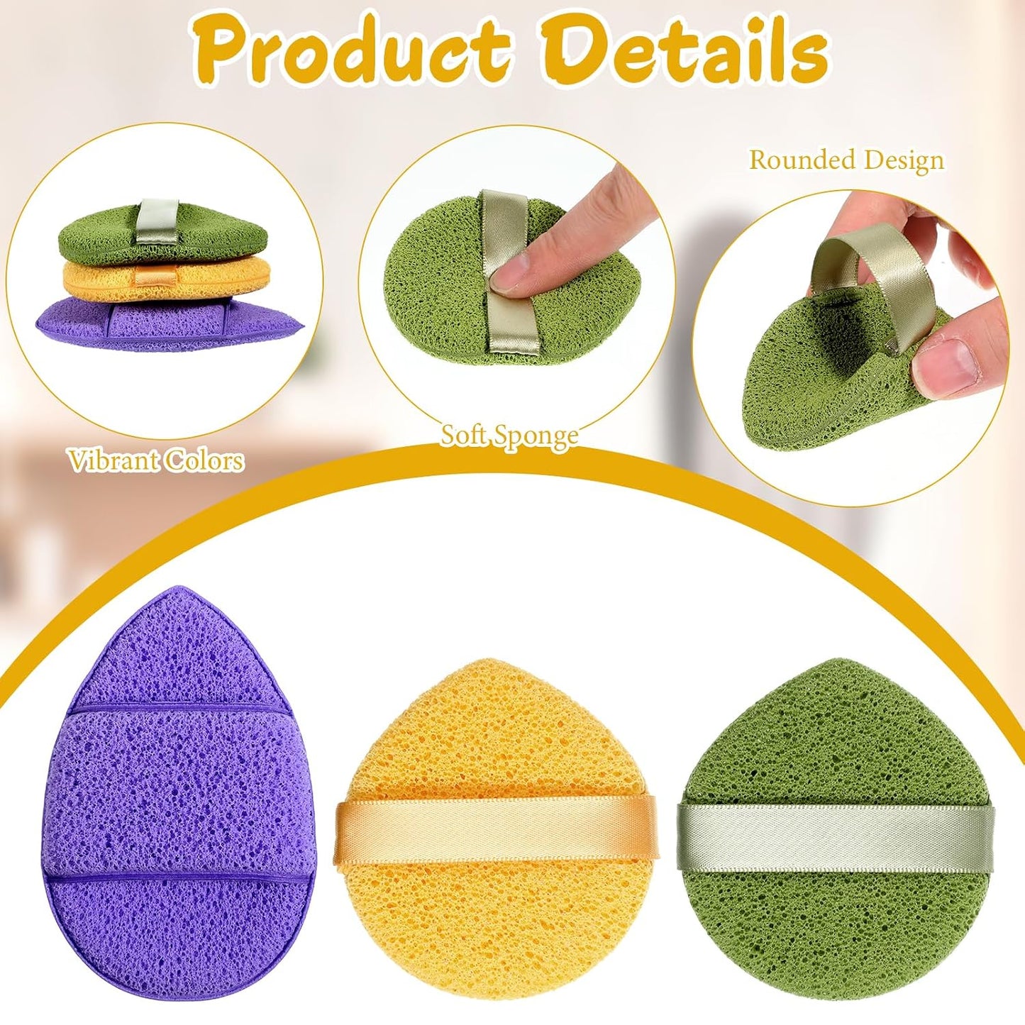 6Pcs Reusable Facial Sponges - Soft Face Scrubber Pads for Deep Pore Cleansing | 3 Colors Available