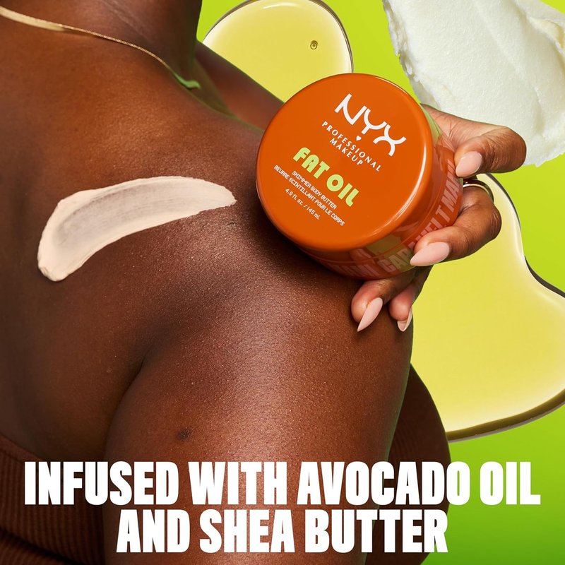 NYX Fat Oil Body Butter - Caramelt Mami, Vegan Whipped Cream with Avocado & Shea for 24 HR Hydration | Fast Absorbing
